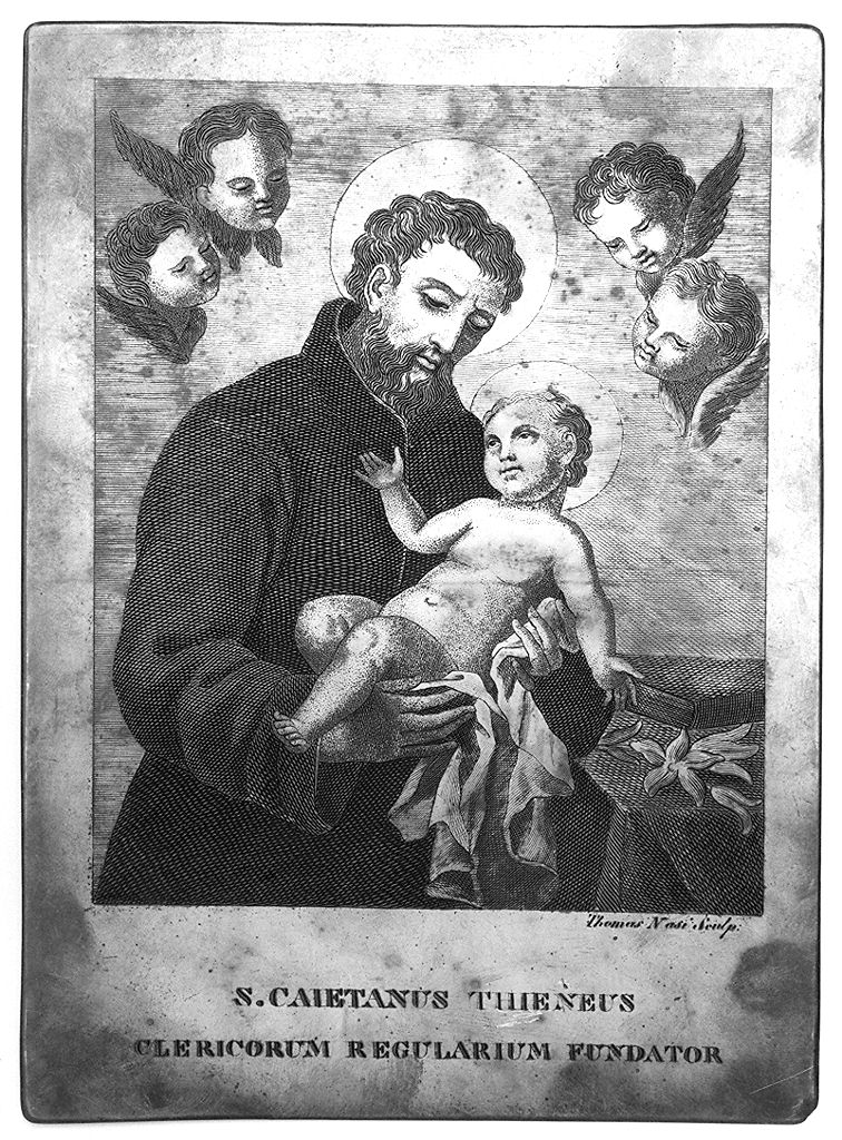 San Gaetano da Thiene con Gesù Bambino (matrice) di Nasi Tommaso (prima metà sec. XVIII)