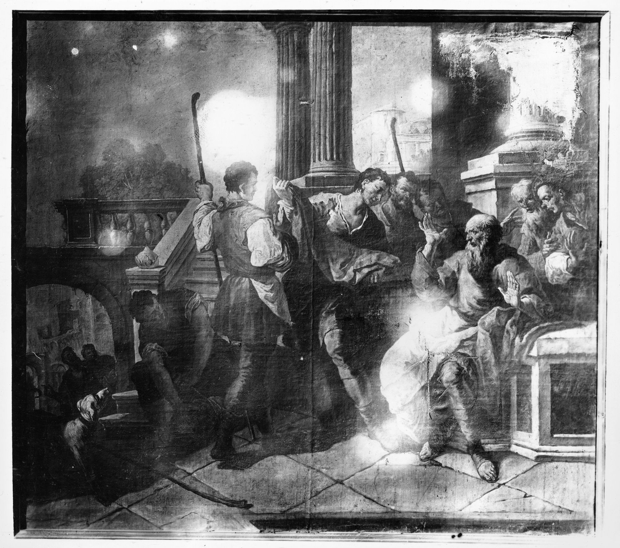 Feltre. Chiesa SS. Vittore e Corona.Dipinto attribuito a P. Veronese raffigurante i fratelli di Giuseppe che presentano al padre la veste del fratello venduto (negativo) di Gabinetto fotografico (XX)