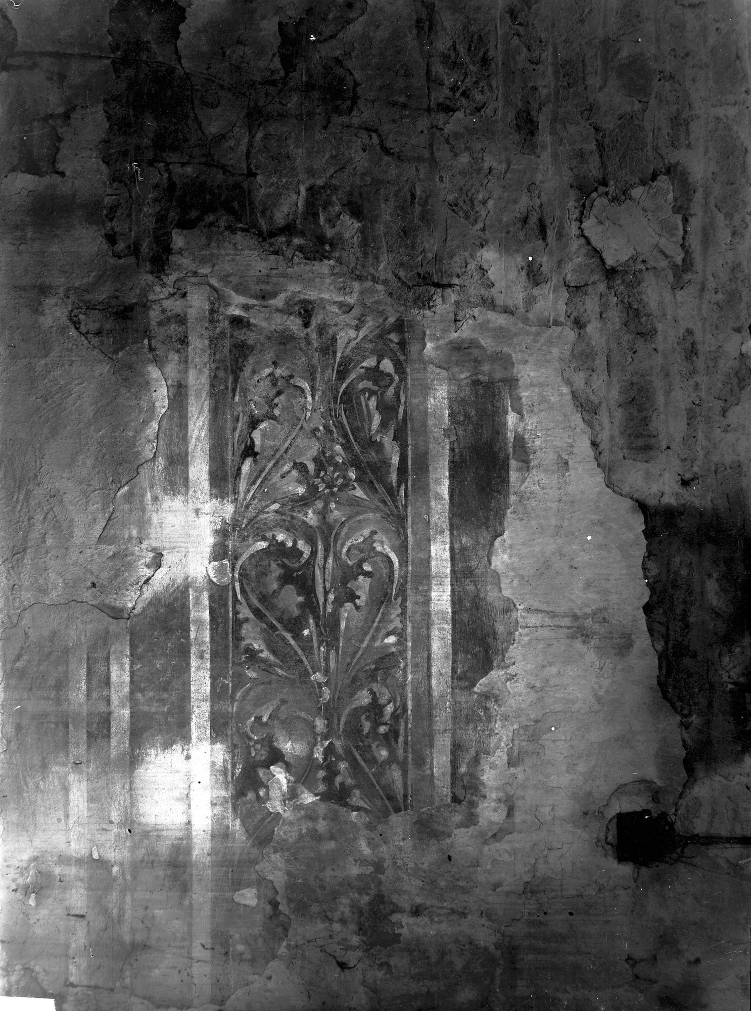 Castello di Monselice. Traccia d'affreschi decorativi esistenti nella cucina ove trovasi il camino con lo stemma dei Marcello (negativo) di Gabinetto fotografico (XX)