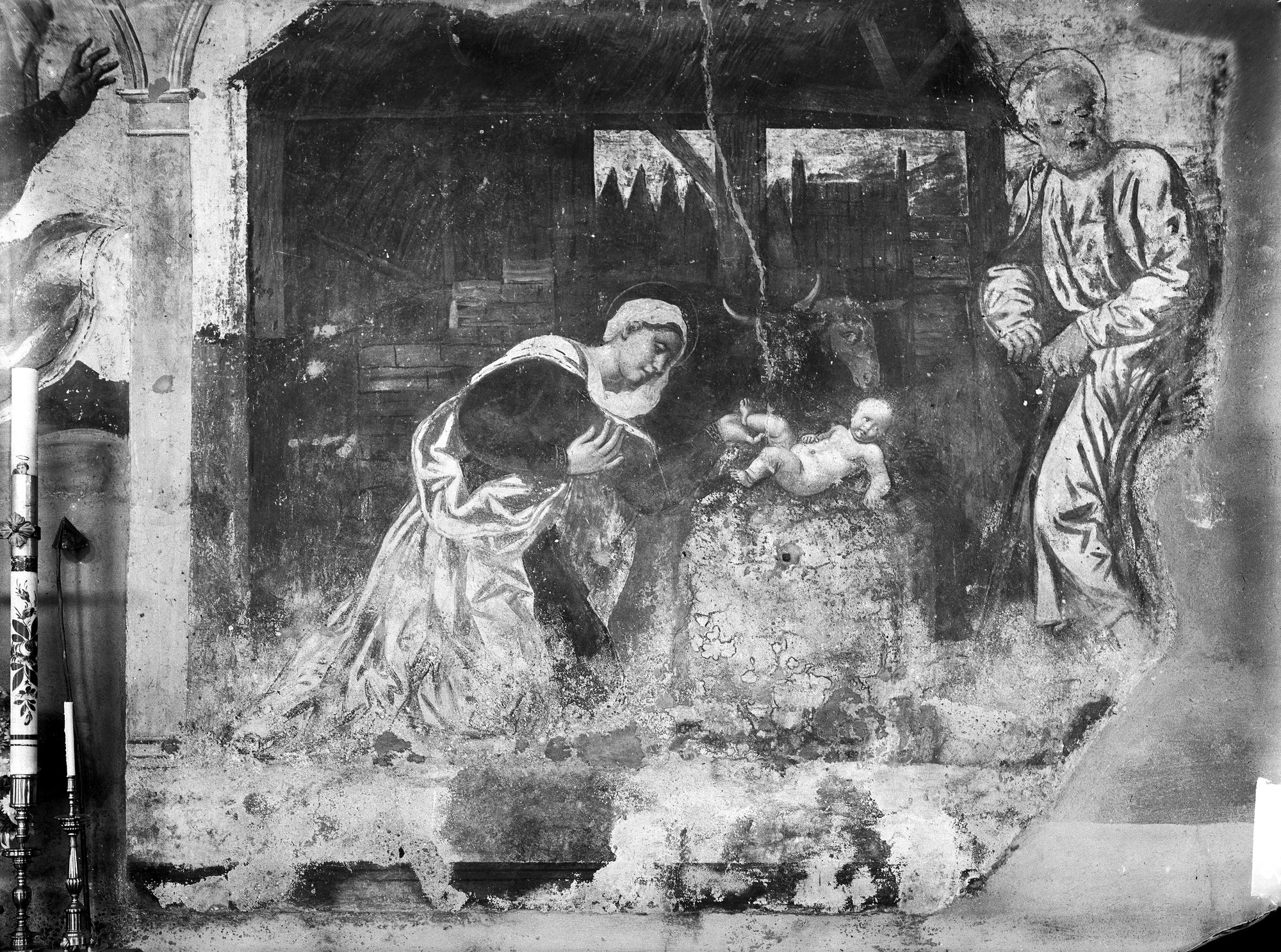 San Simeone di Vallada. Chiesa di San Simone. Affreschi di Paris Bordone (negativo) di Gabinetto fotografico (XX)