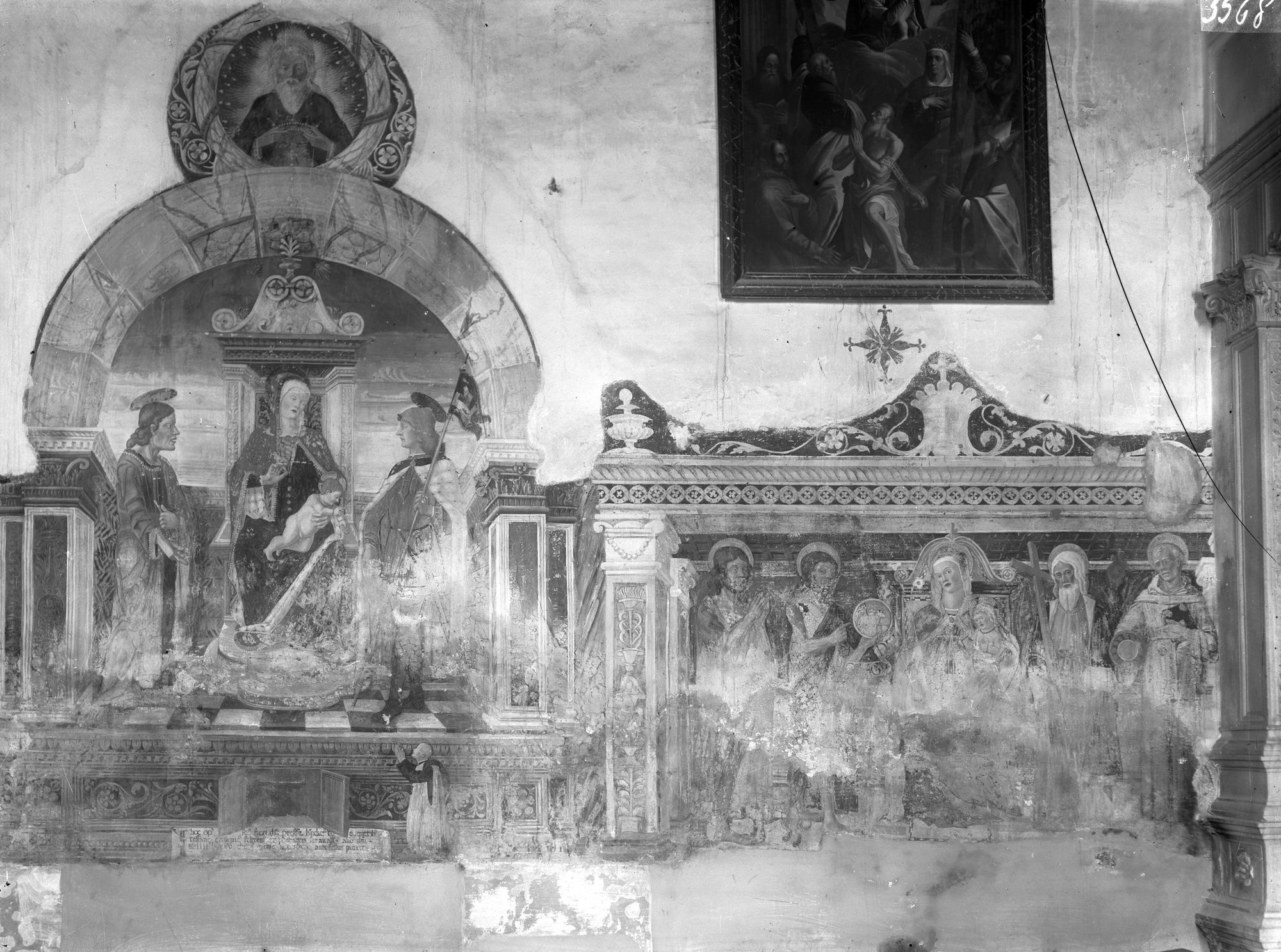 Chiesa di Sant' Andrea della Pieve di Bigonzo. Affreschi di Antonello da Belfiore e interno (negativo) di Gabinetto fotografico (XX)