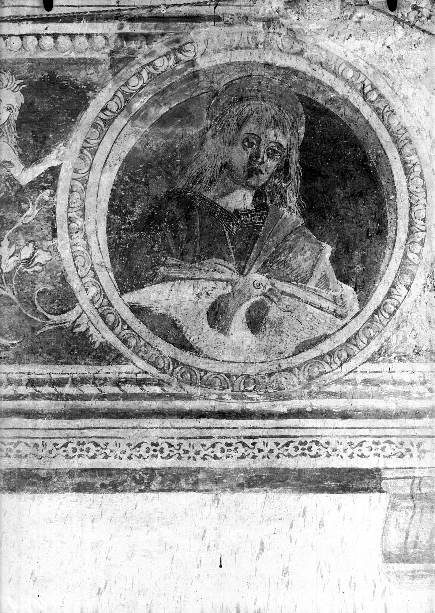 Duomo di Oderzo. San Giovanni. Affresco decorativo parete destra (negativo) di Gabinetto fotografico (XX)