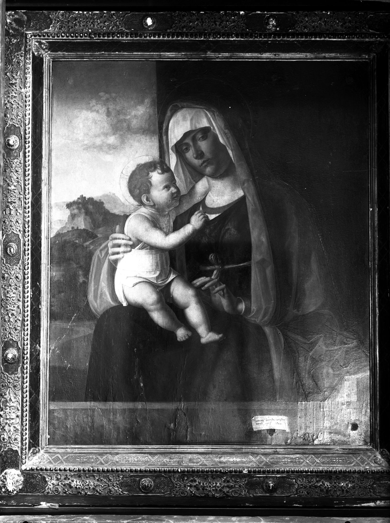 Este. Chiesa Parrochiale. Madonna e Bambino ( tavola del Cima con cornice veneziana.) (negativo) di Gabinetto fotografico (XX)