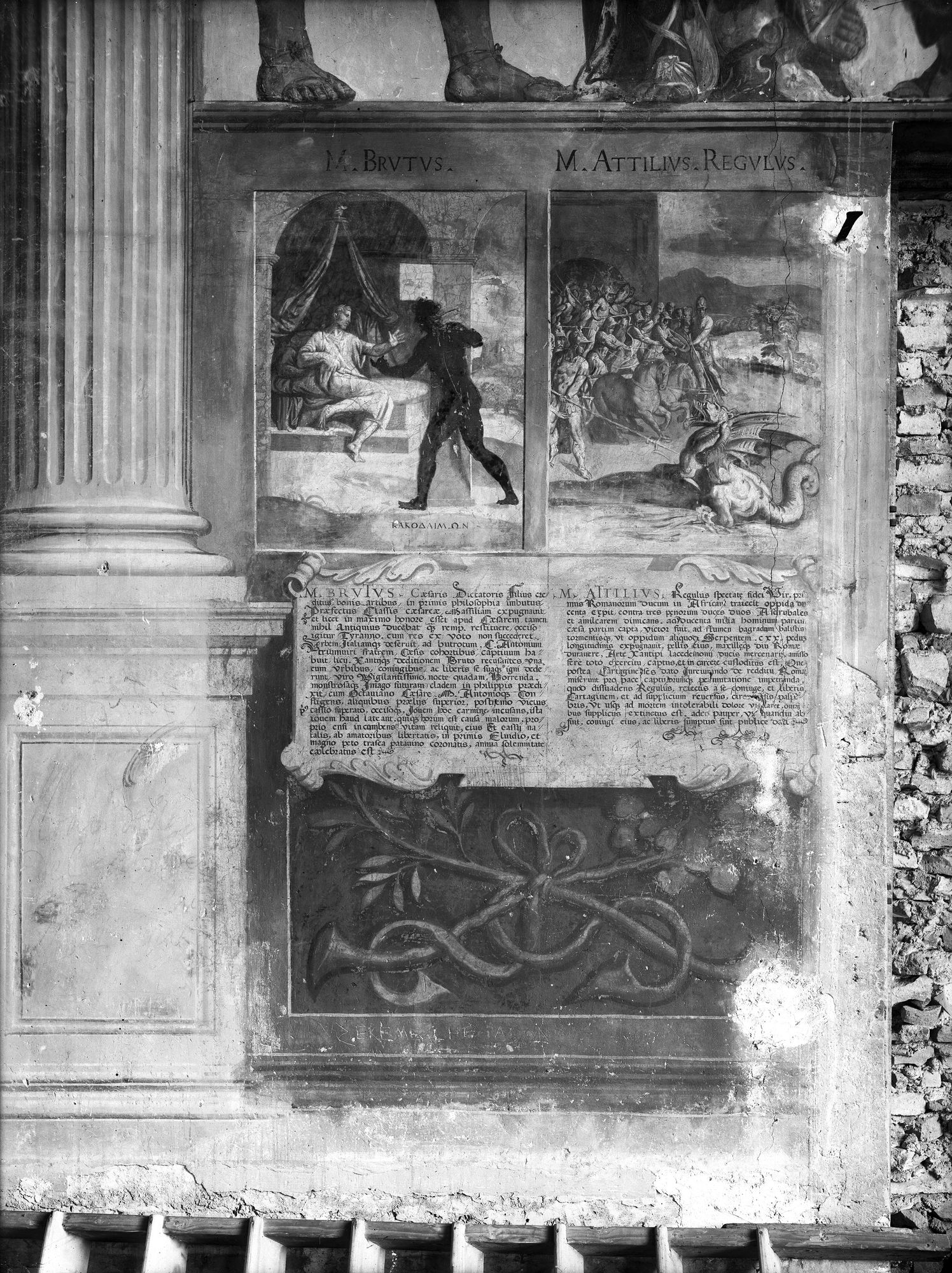 Loggia Carrarese. Particolare degli affreschi esistenti nella sala dei Giganti (negativo) di Gabinetto fotografico (XX)