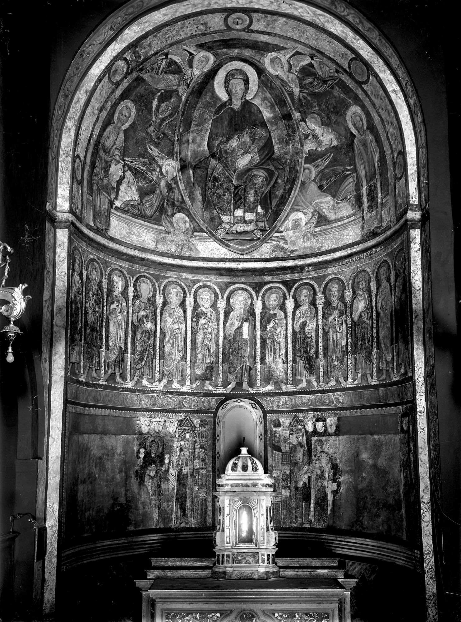 Summaga. Chiesa. Affreschi dell'abside del sec. XIII dopo il restauro (negativo) di Gabinetto fotografico (XX)