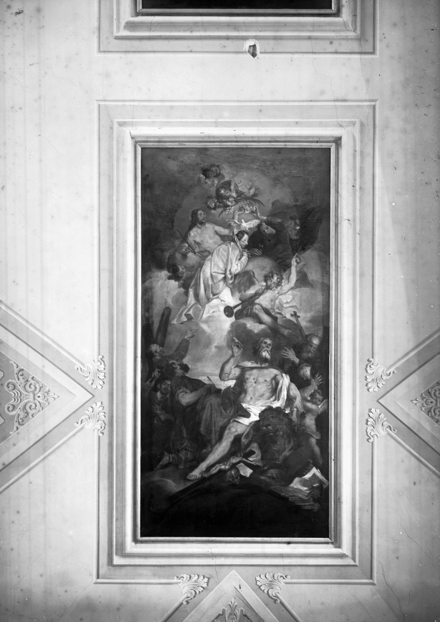 Selvazzano. Chiesa San Michele. Soffitto con dipinto seicentesco con San Girolamo (negativo) di Gabinetto fotografico (XX)