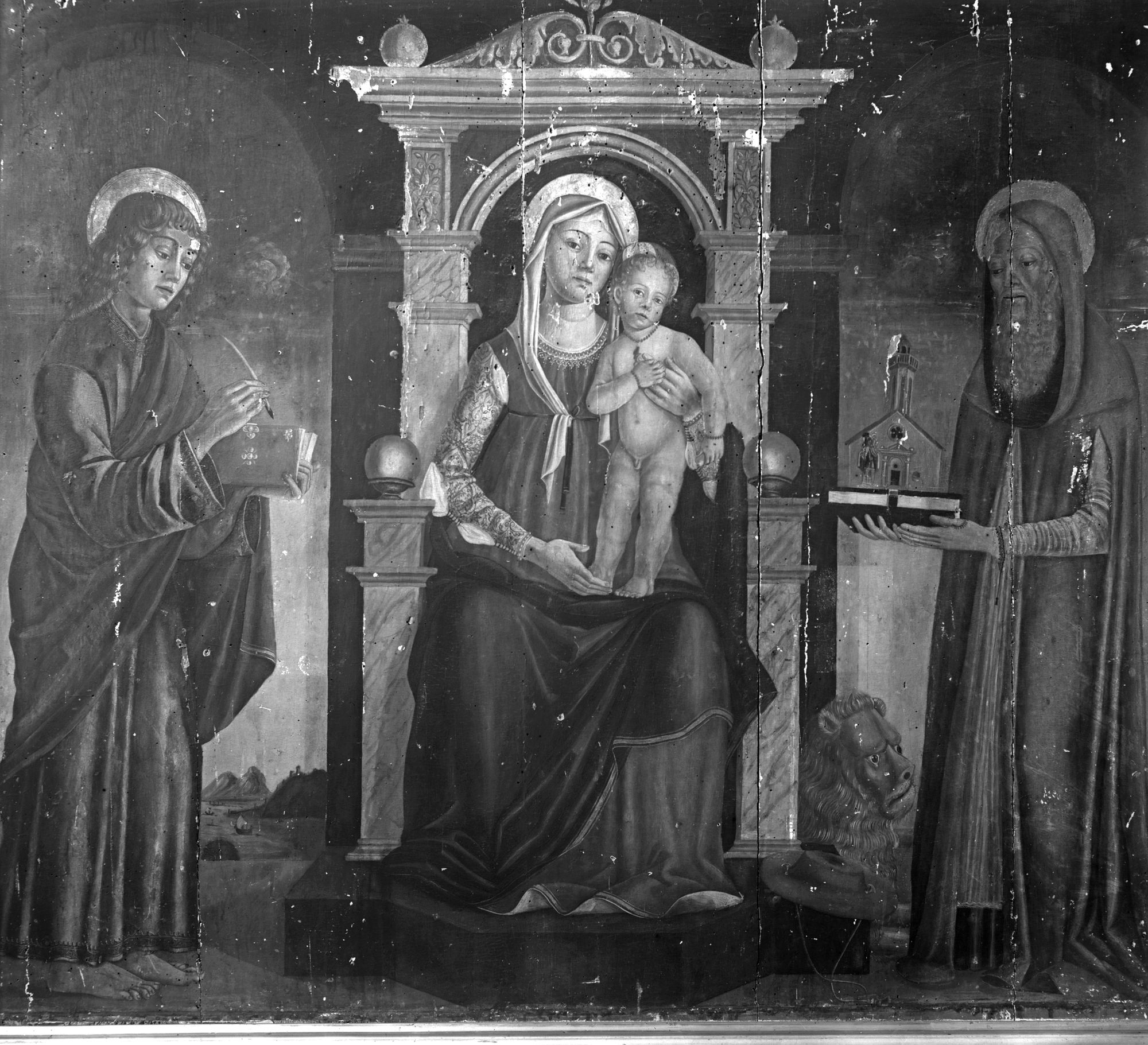 Mostra del dopolavoro. Belluno. Parrocchiale di Sargnano. Matteo Cesa. Madonna ed i SS. Girolamo e Giovanna (negativo) di Gabinetto fotografico (XX)