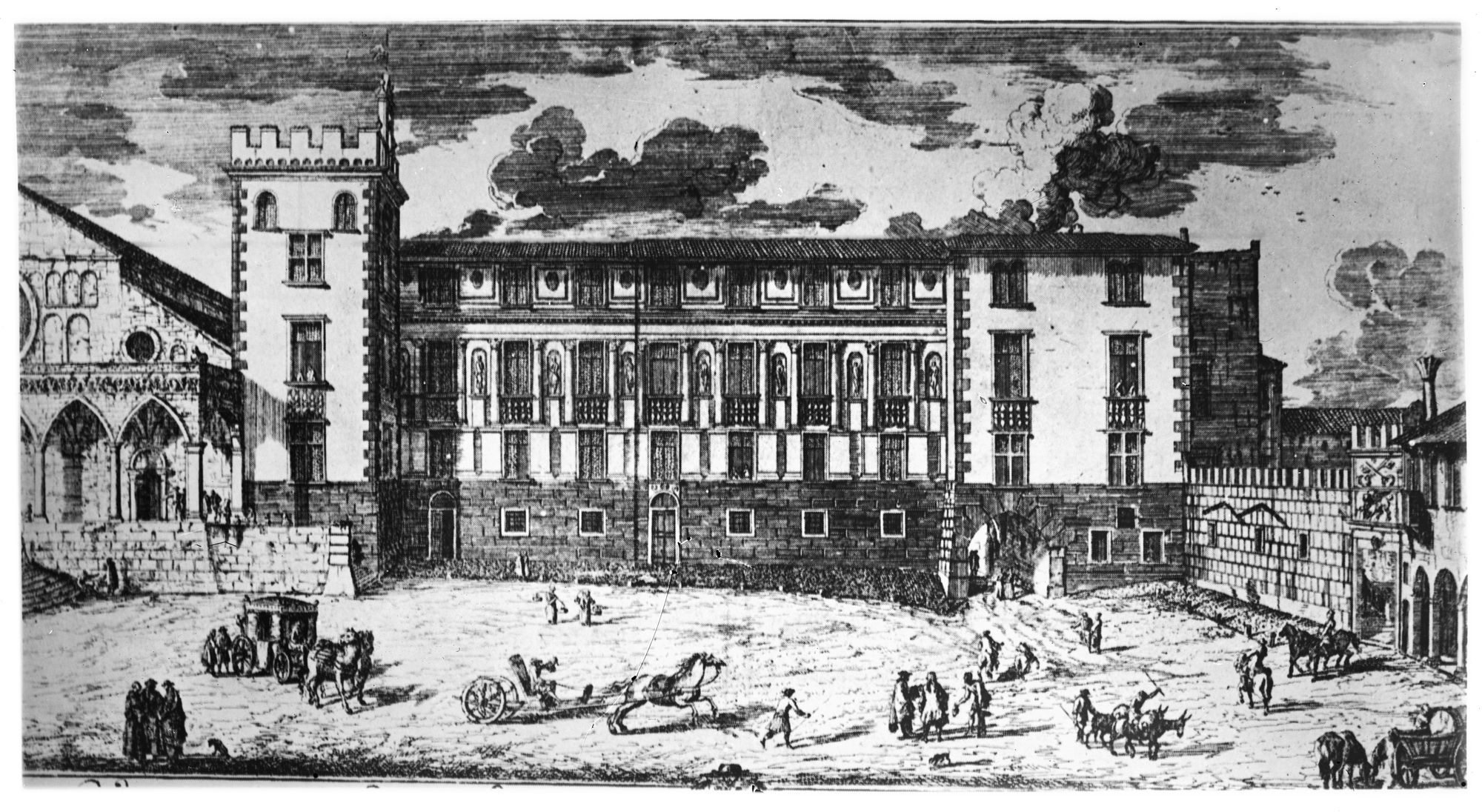 Vescovato. L'antico vescovato di Treviso da vecchia stampa (negativo) di Gabinetto fotografico (XX)