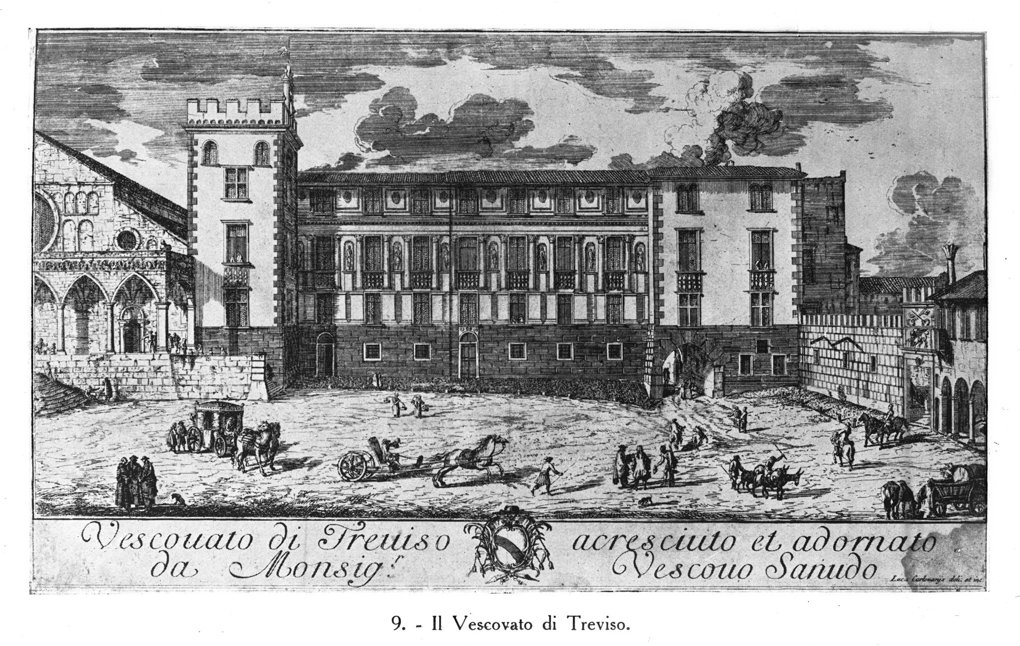 Vescovato. L'antico vescovato di Treviso da vecchia stampa (negativo) di Gabinetto fotografico (XX)