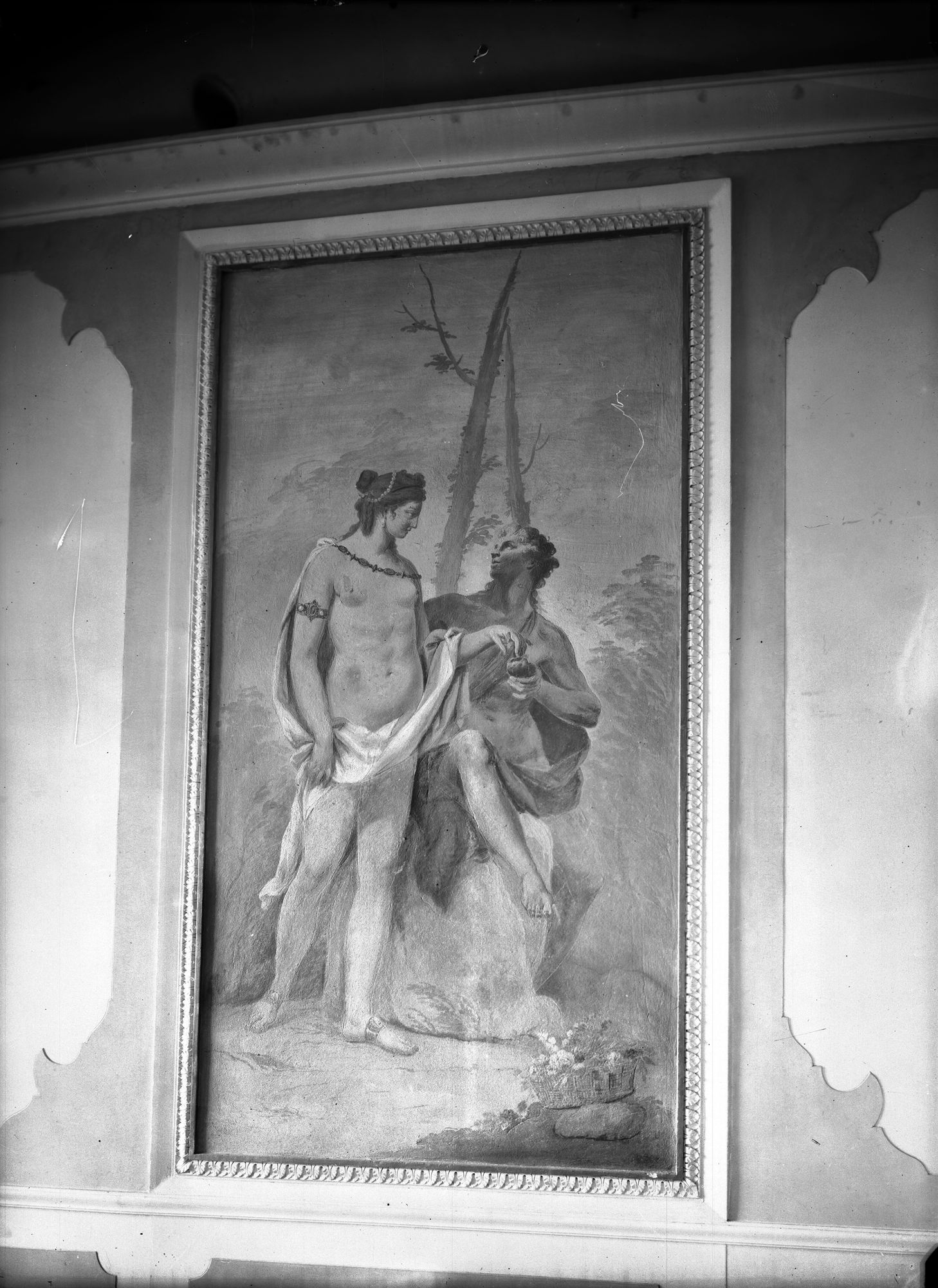 Casa Moretti Adimari in via del Risorgimento. Affreschi murali nella sala del primo piano (negativo) di Gabinetto fotografico (XX)