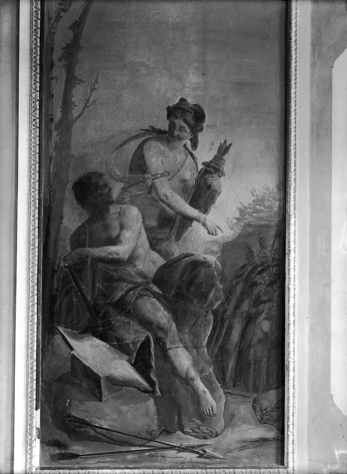 Casa Moretti Adimari in via del Risorgimento. Affreschi murali nella sala del primo piano (negativo) di Gabinetto fotografico (XX)