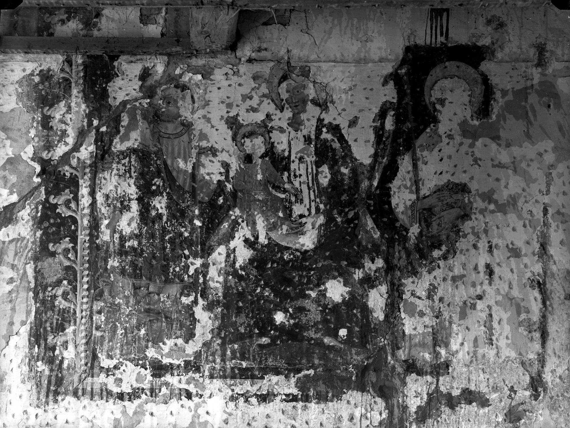 Via Roggia 28. Affresco quattrocentesco in una camera al I° piano (negativo) di Gabinetto fotografico (XX)