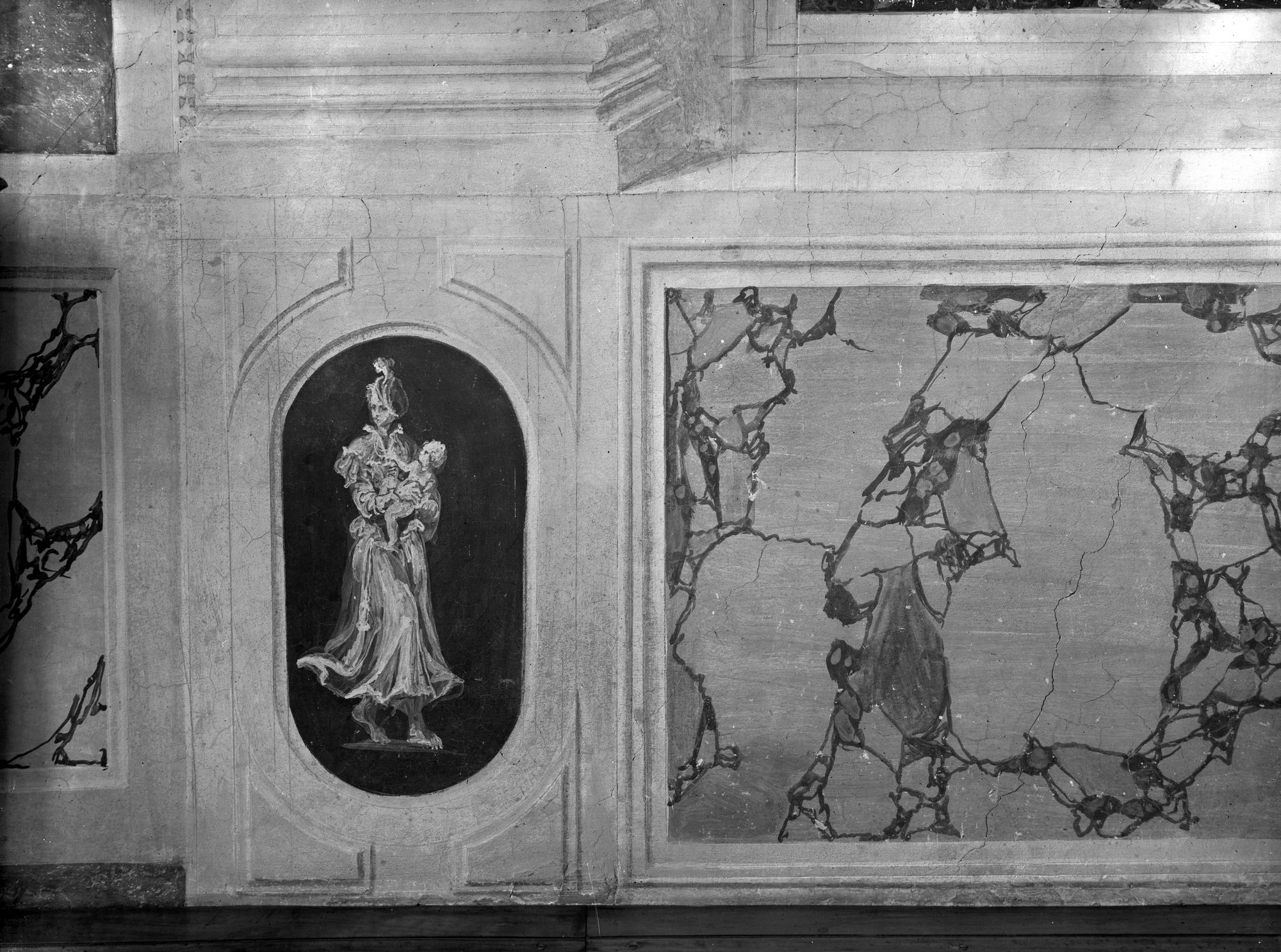 Villa Barbaro. Particolare di affresco di una saletta (negativo) di Gabinetto fotografico (XX)