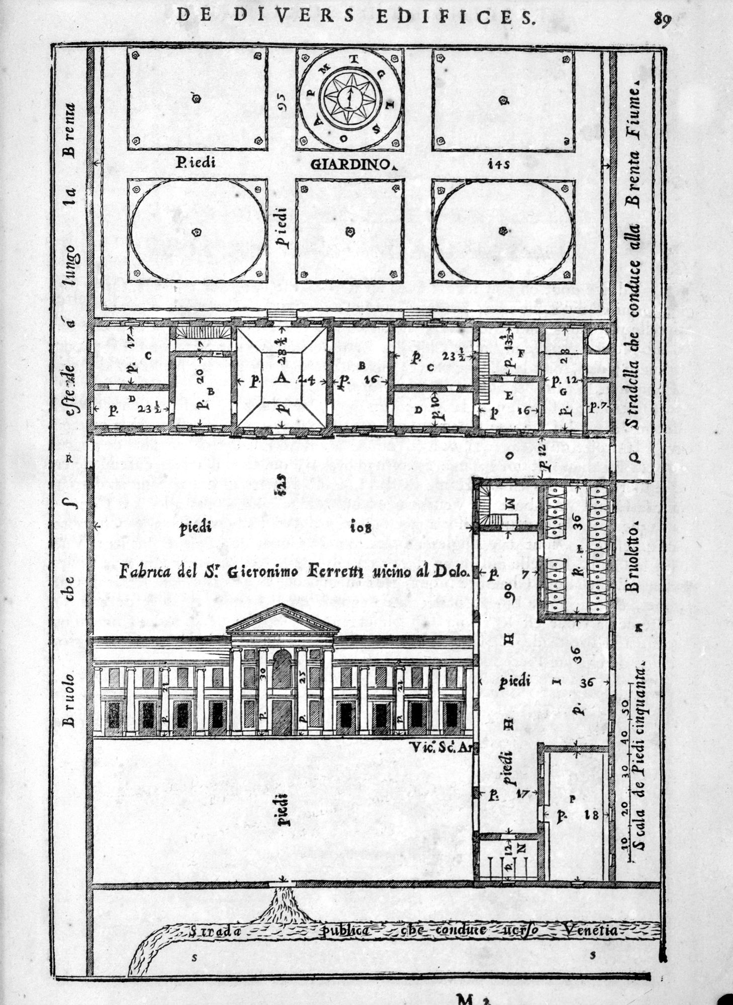 Villa Ferretti-Angeli. Arch. Scamozzi. Prospetto e pianta ( incisione ) (negativo) di Gabinetto fotografico (XX)