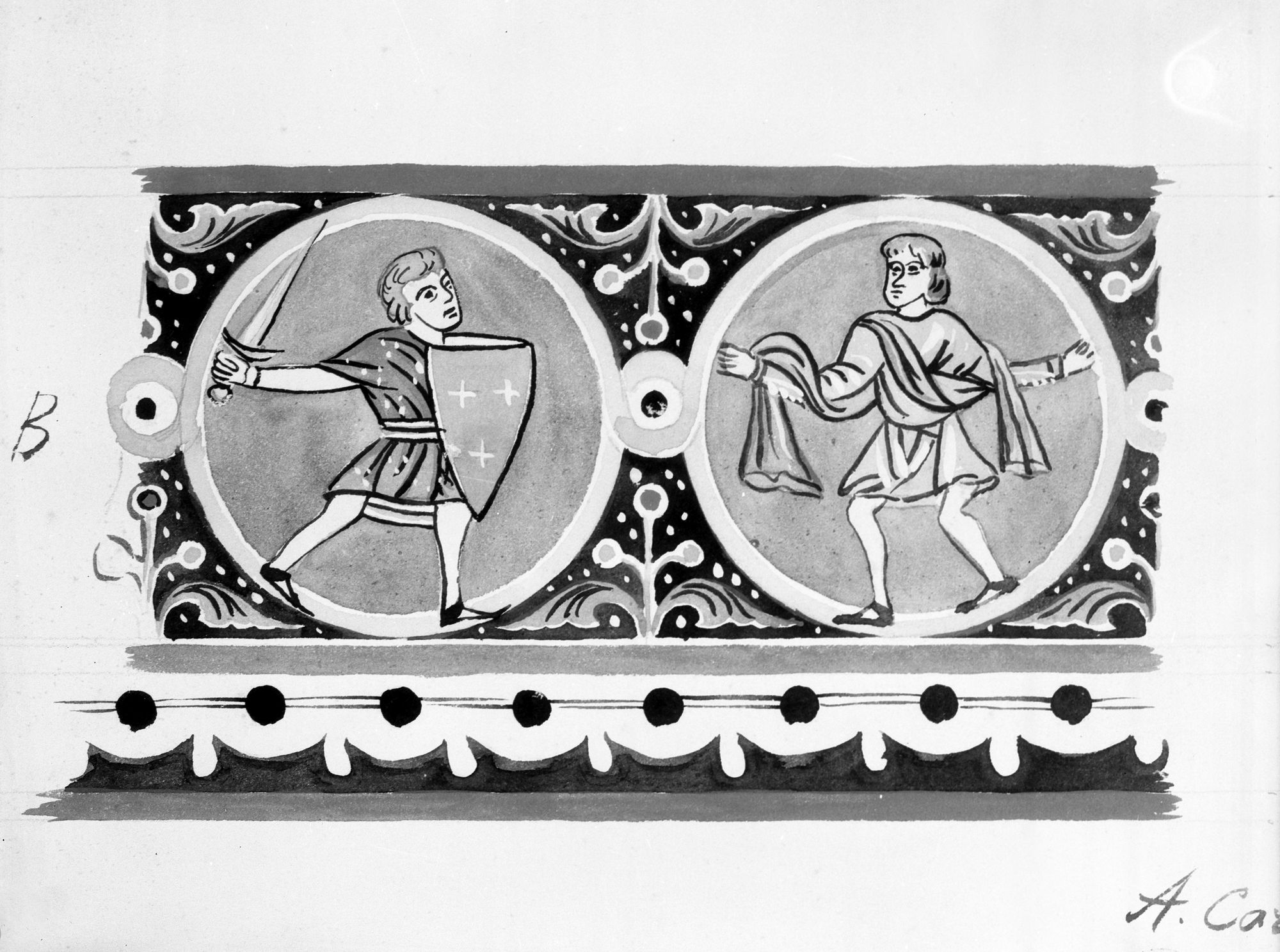 Palazzo dei Trecento. Affreschi, acquarelli (negativo) di Gabinetto fotografico (XX)