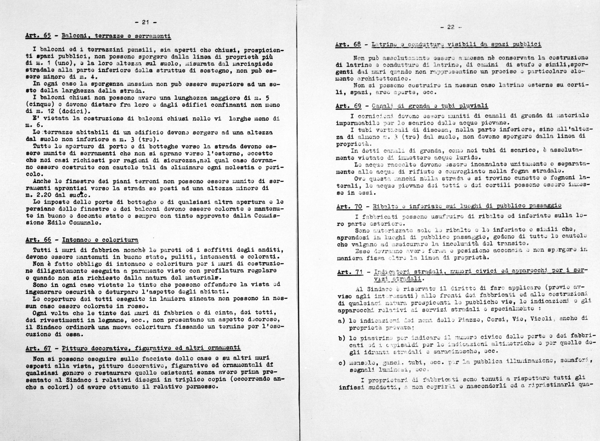 Regolamento igienico edilizio. Pagg. 21-22 (negativo) di Gabinetto fotografico (XX)