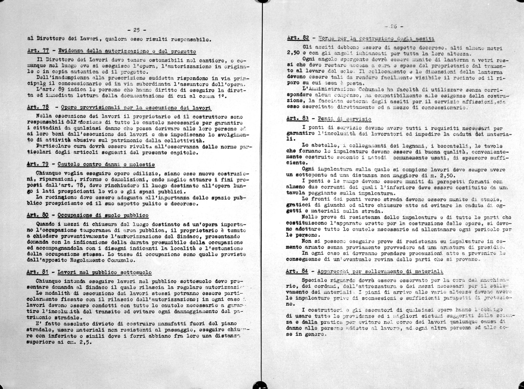 Regolamento igienico edilizio. Pagg. 25-26 (negativo) di Gabinetto fotografico (XX)