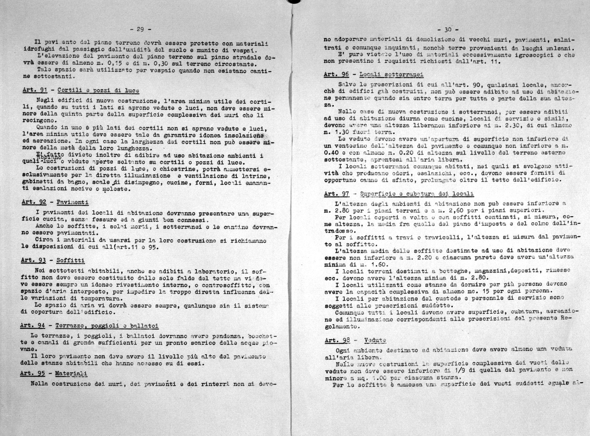 Regolamento igienico edilizio. Pagg. 29-30 (negativo) di Gabinetto fotografico (XX)