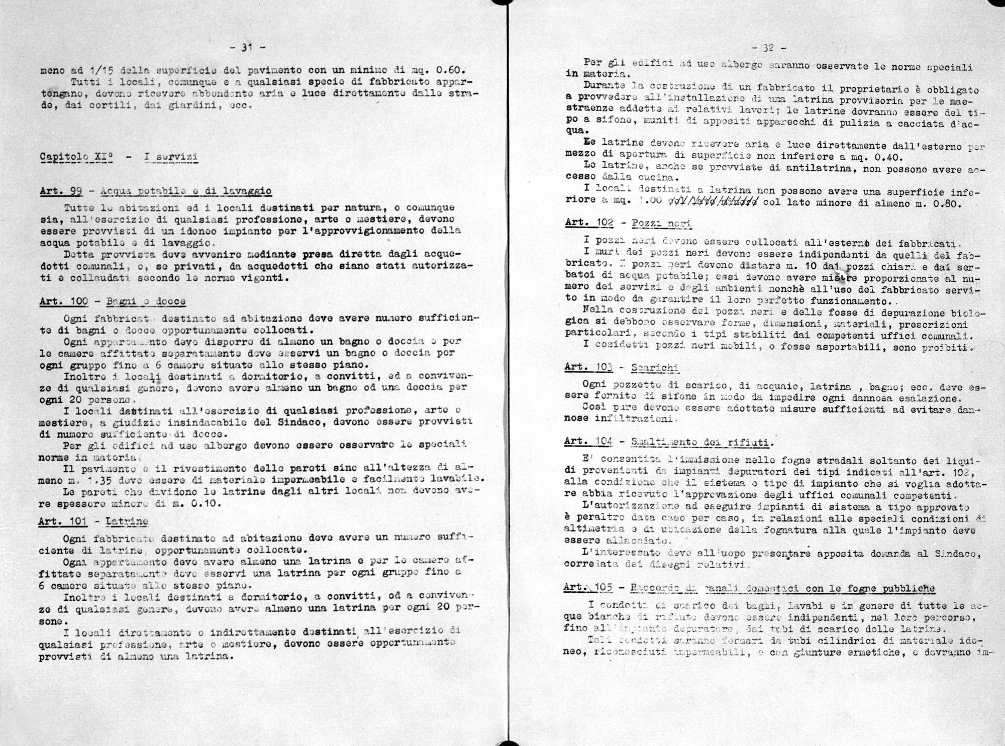 Regolamento igienico edilizio. Pagg. 31-32 (negativo) di Gabinetto fotografico (XX)