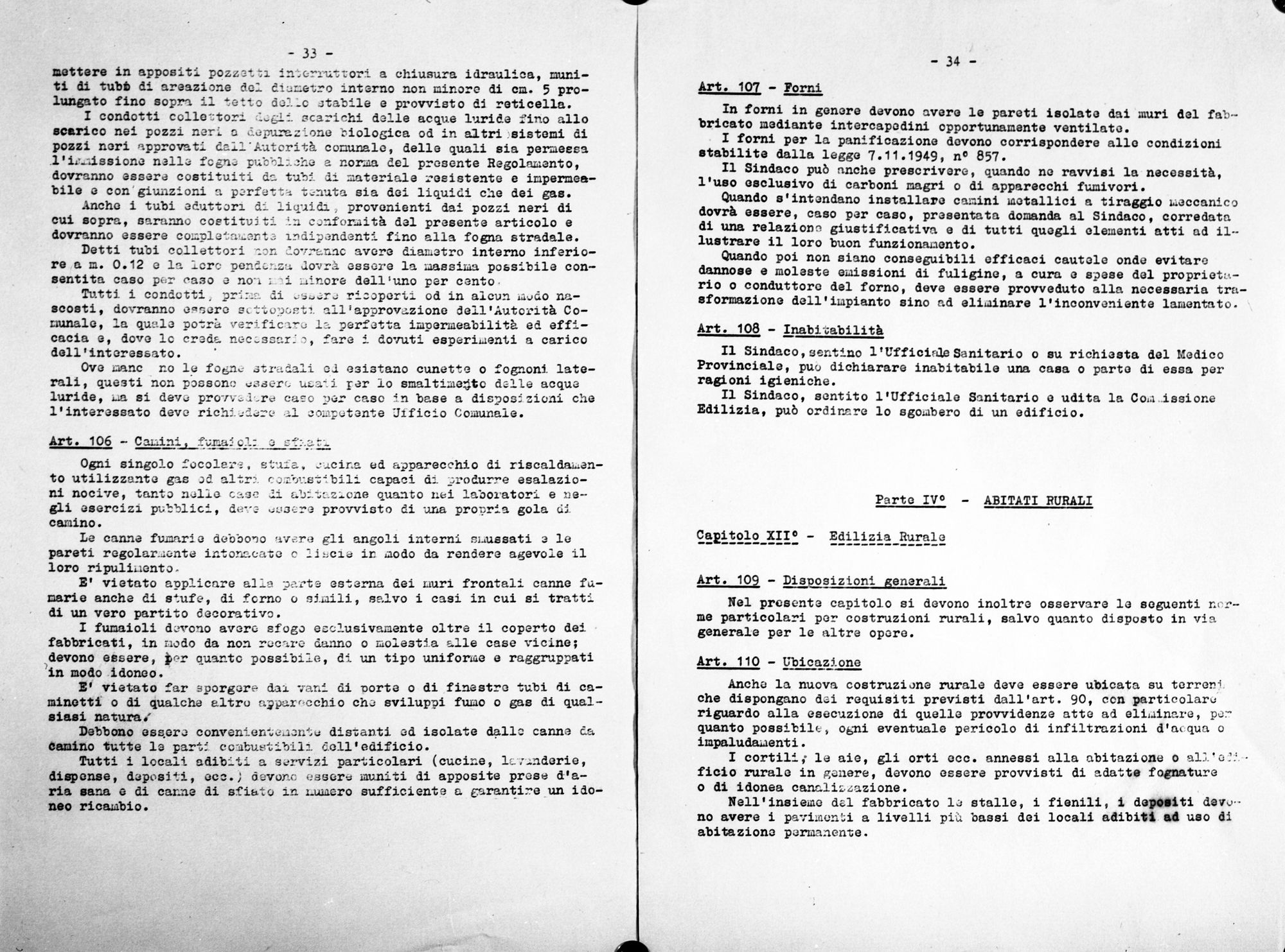 Regolamento igienico edilizio. Pagg. 33-34 (negativo) di Gabinetto fotografico (XX)