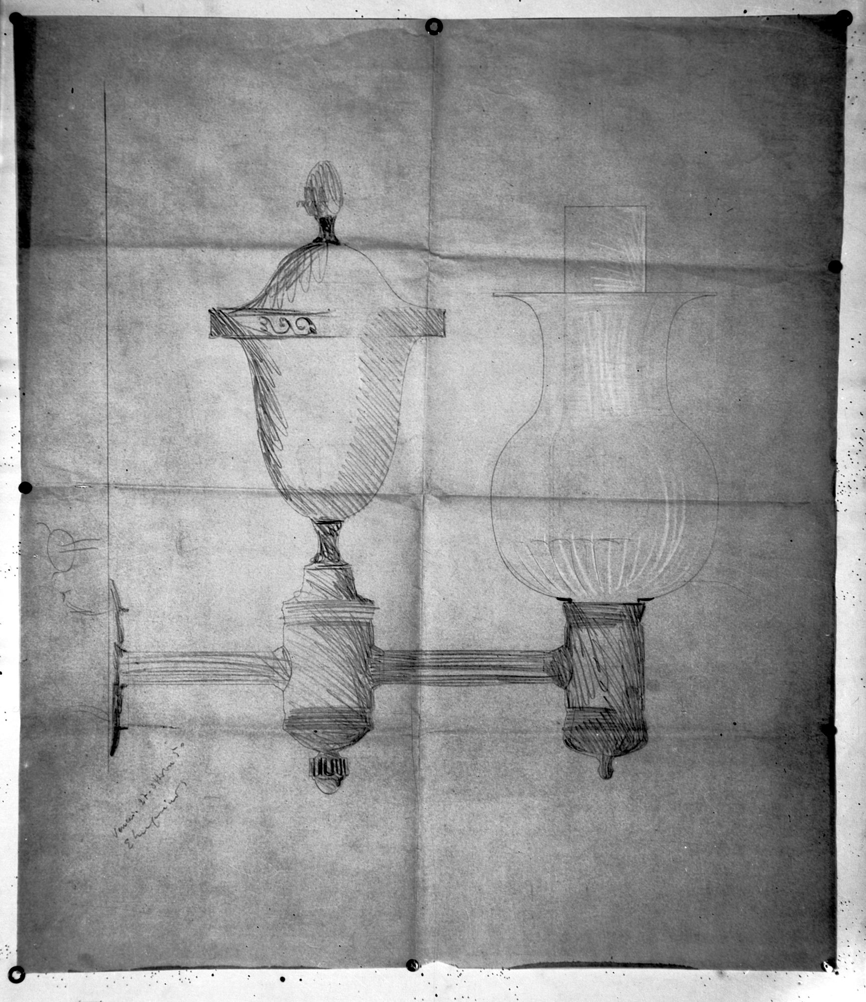 Caffè Pedrocchi. Progetto per la costruzione di lampade di illuminazione (negativo) di Gabinetto fotografico (XX)