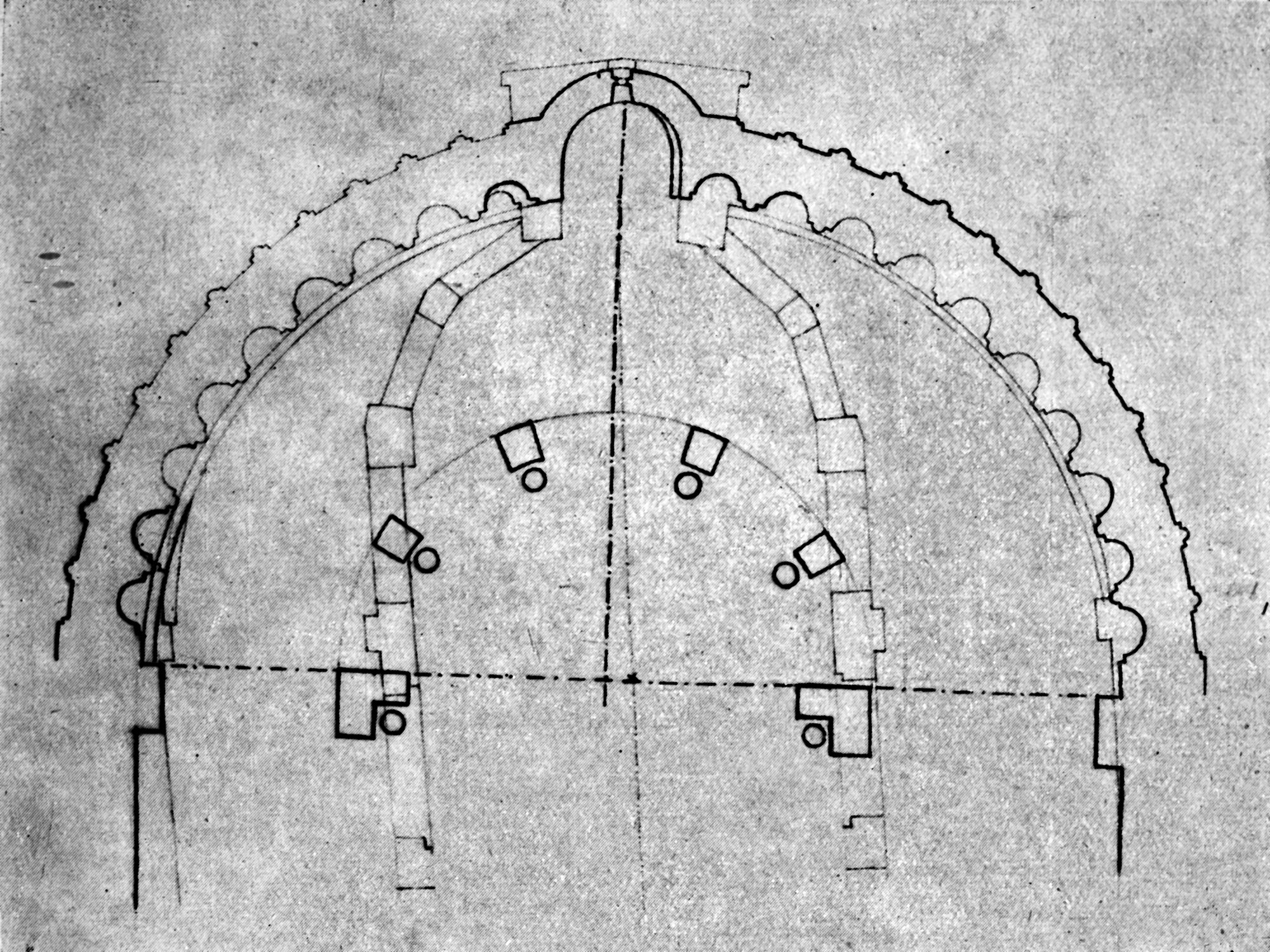 Chiesa Santa Sofia. Pianta dell' ambulacro. Supposto del sec. X (negativo) di Gabinetto fotografico (XX)