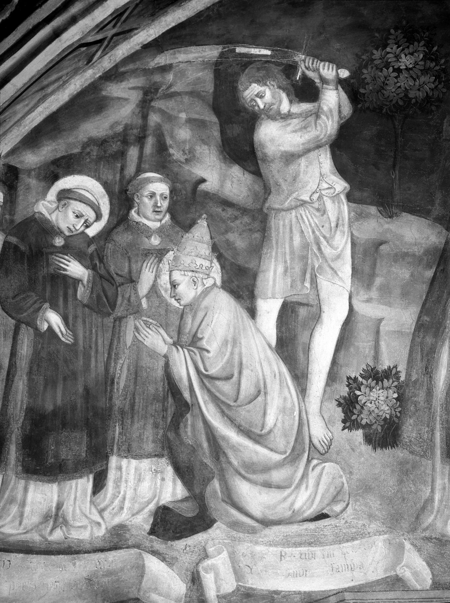 Ospitale. Chiesetta di San Lorenzo. Una parete dopo il restauro degli affreschi. Particolare (negativo) di Gabinetto fotografico (XX)