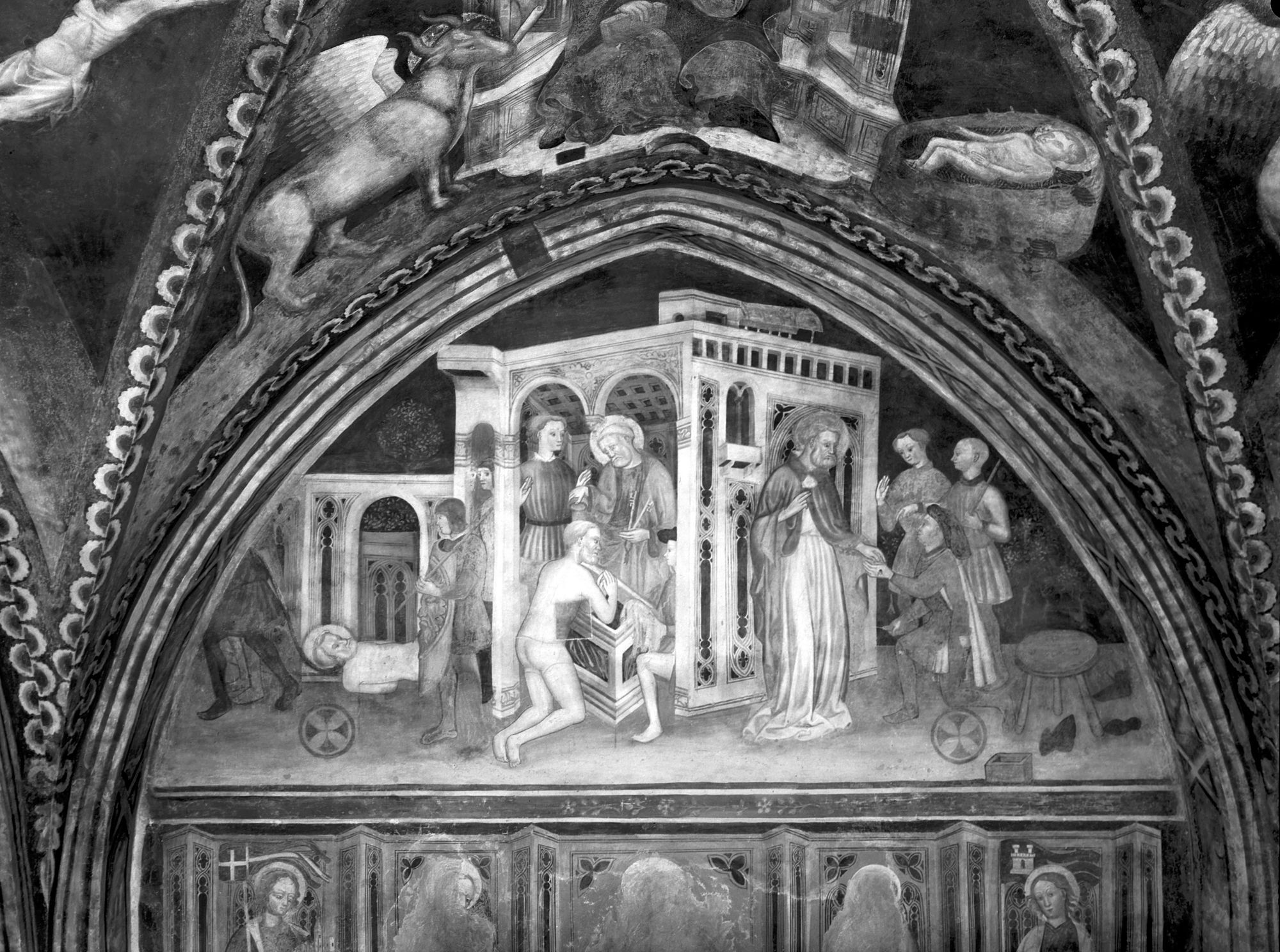 Ospitale. Chiesetta di San Lorenzo. Veduta della parete superiore (negativo) di Gabinetto fotografico (XX)