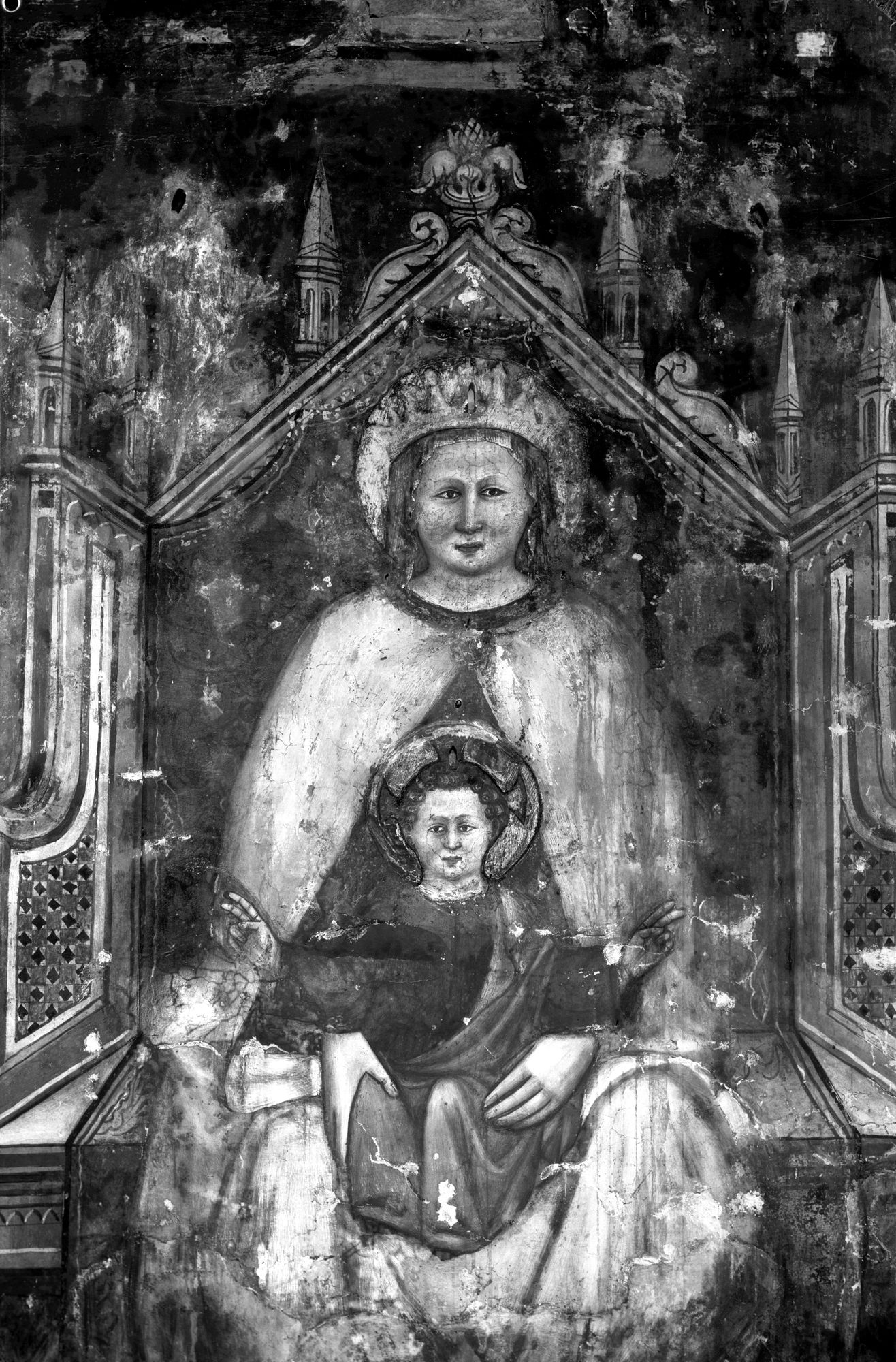 Santa Maria Maggiore. Tommaso da Modena. La Madonna. Particolare (negativo) di Gabinetto fotografico (XX)