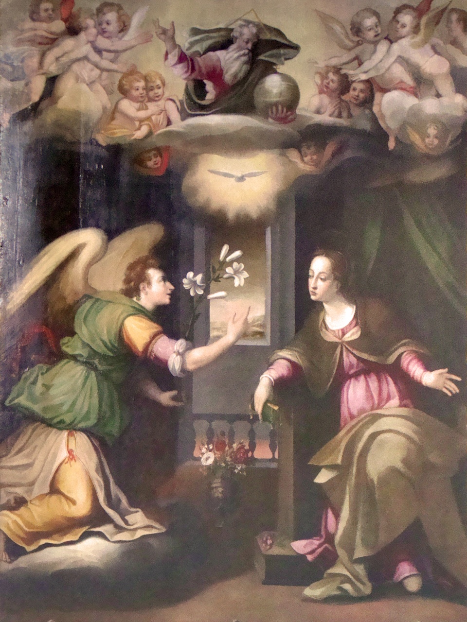 Annunciazione (dipinto) di Vasari Giorgio (cerchia) (seconda metà sec. XVI)
