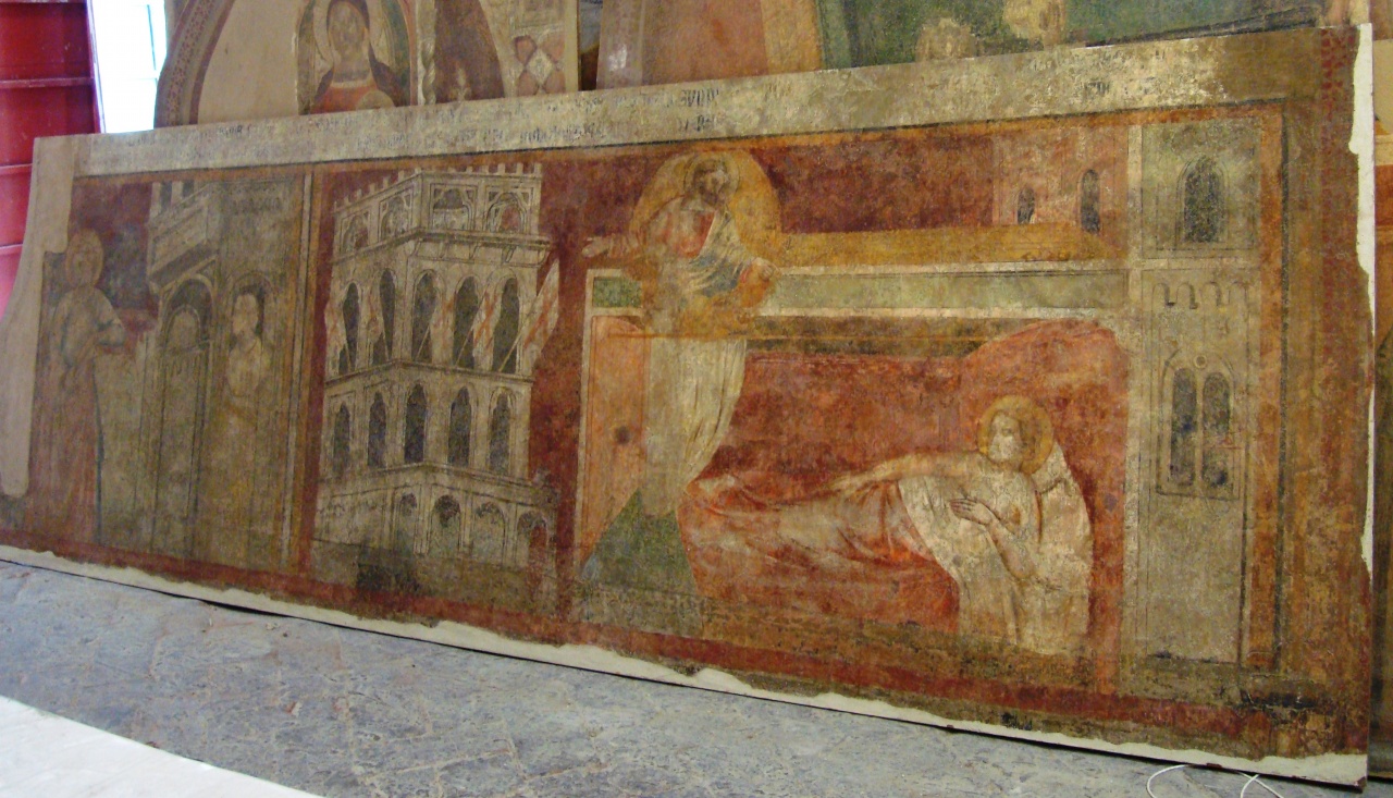 sogno del palazzo con le armi (dipinto murale staccato) di Nelli Pietro (attribuito) (sec. XIV)