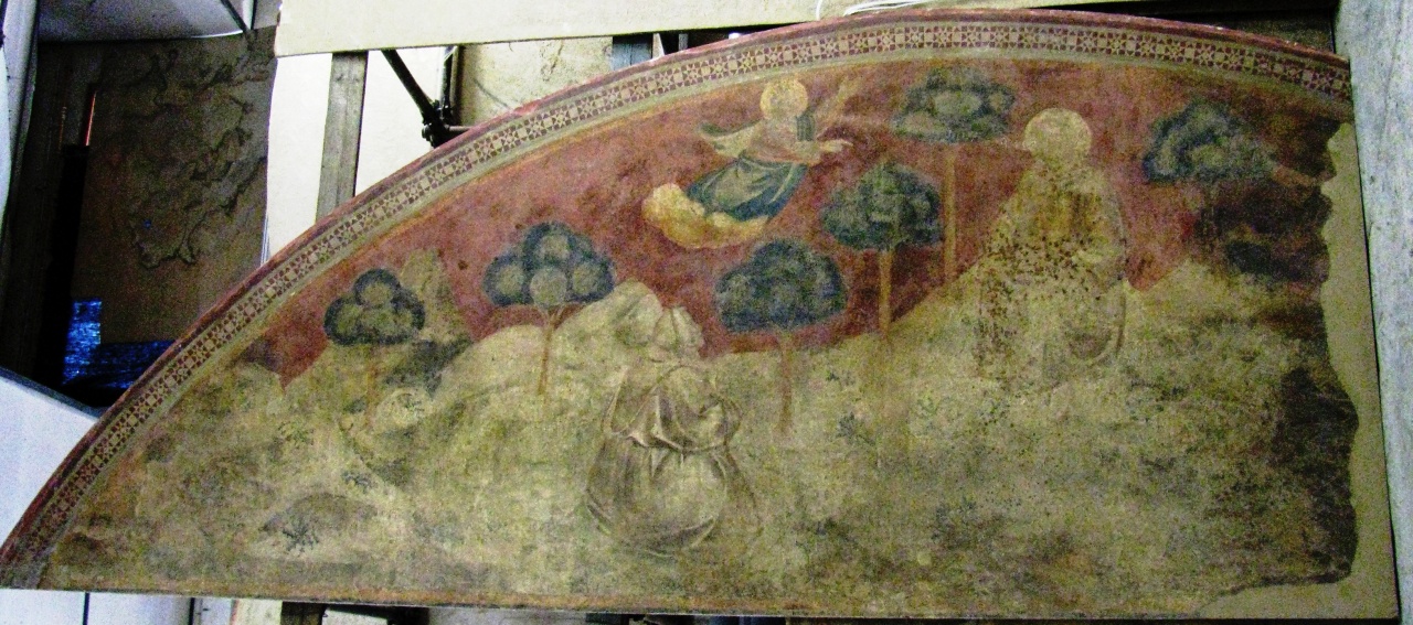 visione di San Francesco d'Assisi (?) (lunetta) di Nelli Pietro (attribuito) (sec. XIV)