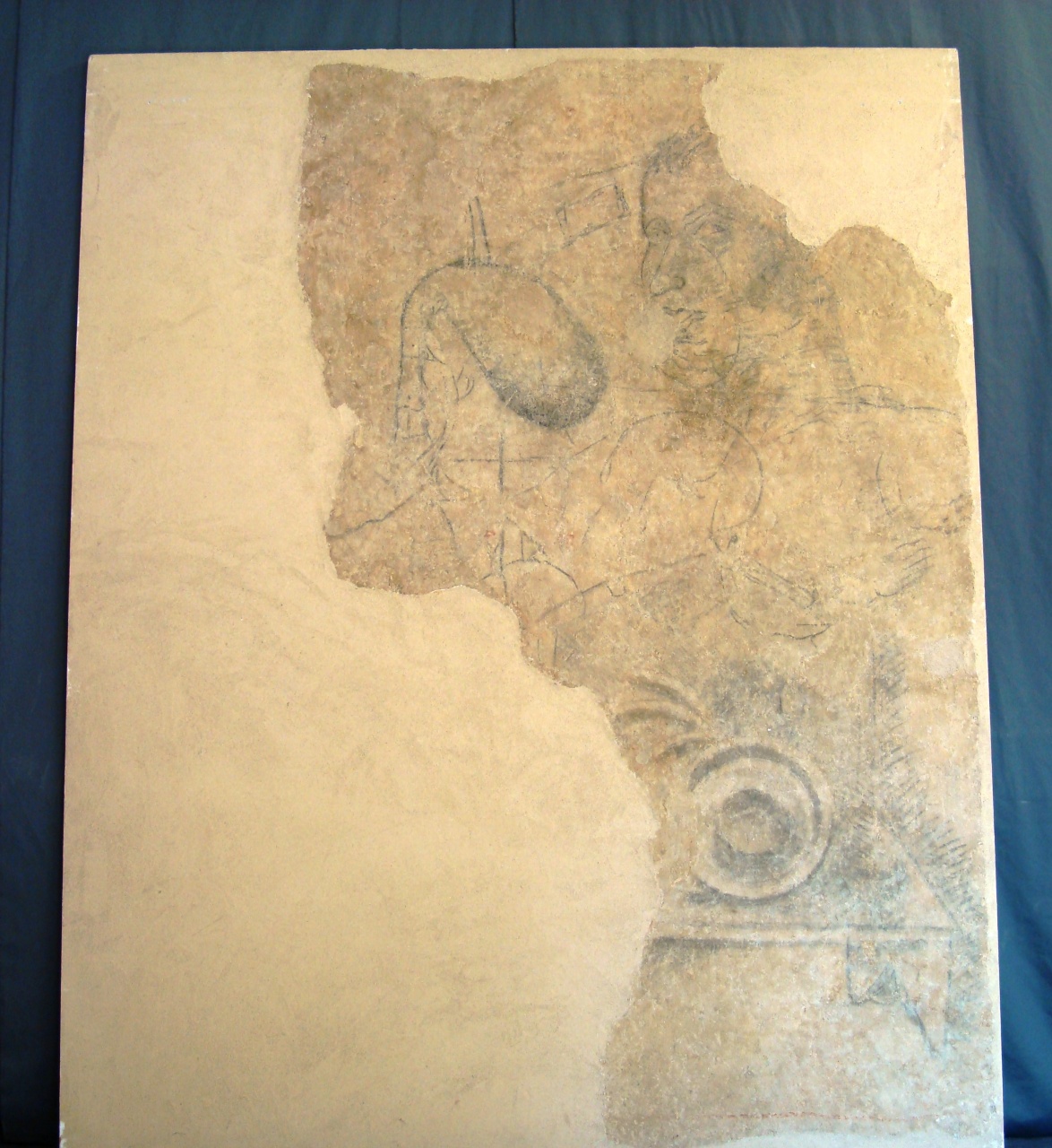 busto virile/ animale (?)/ elementi decorativi (disegno murale) - ambito fiorentino (sec. XV)