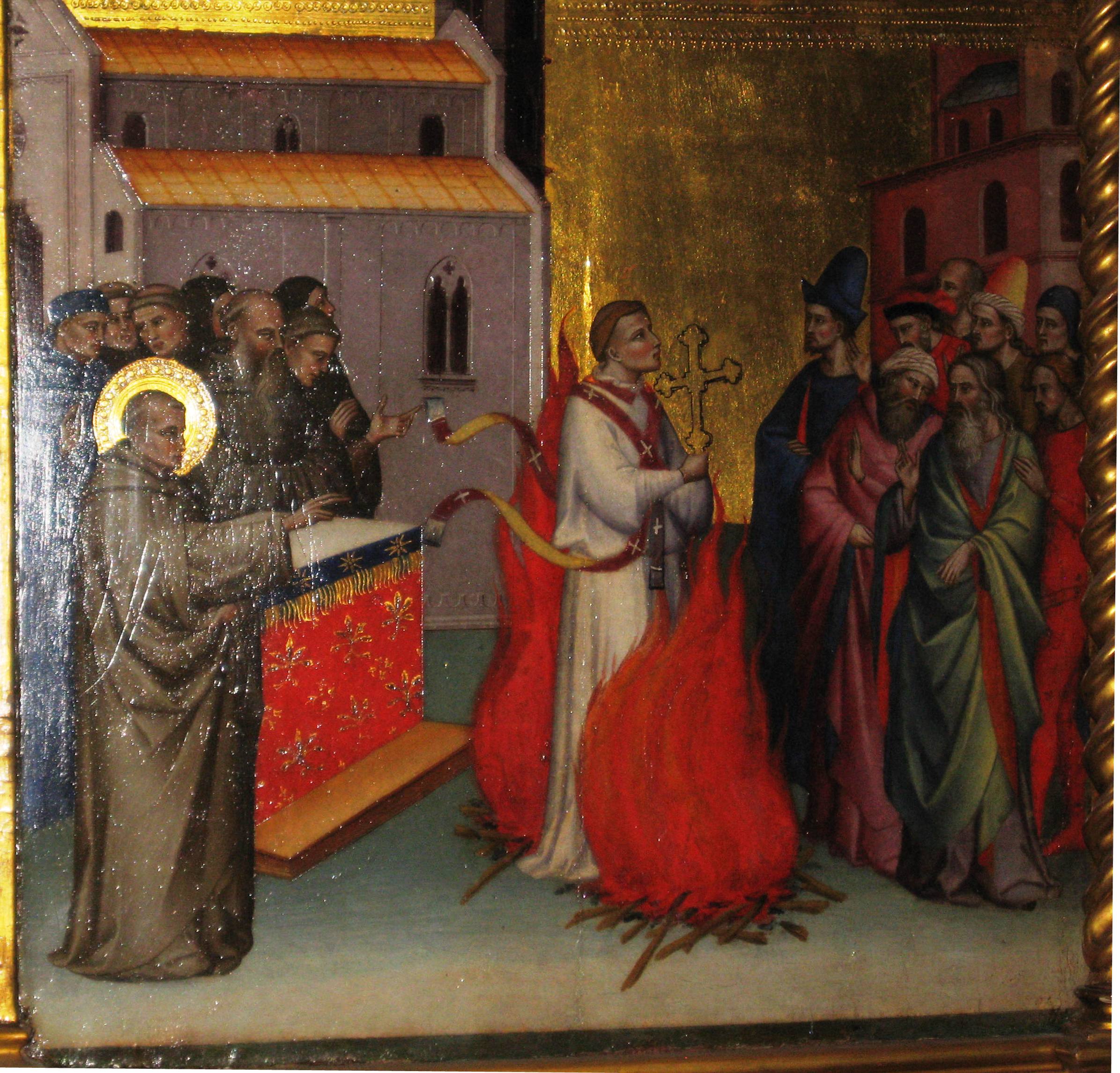 San Giovanni Gualberto e l'ordalia del fuoco (scomparto di trittico) di Giovanni del Biondo (sec. XIV)
