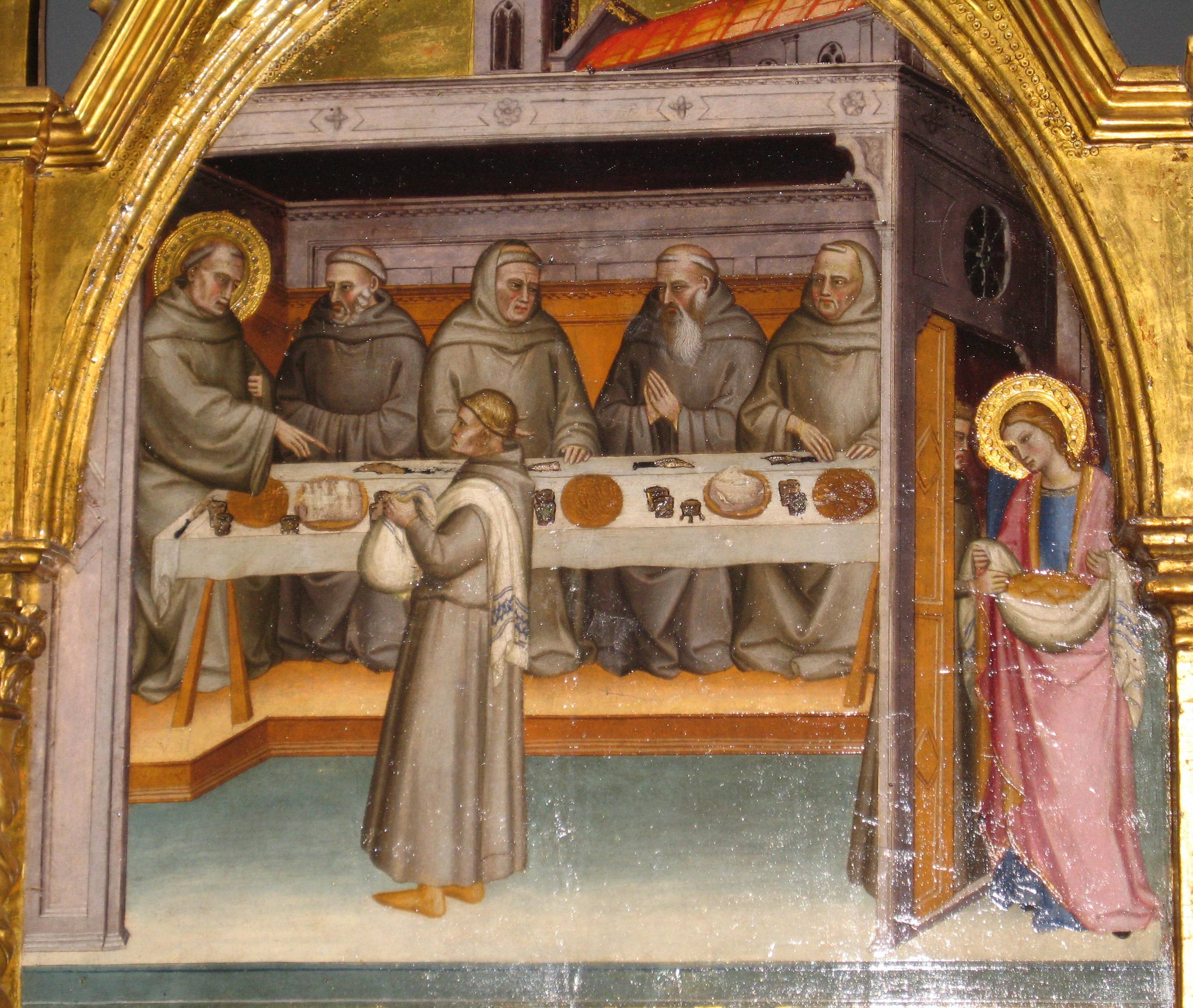 San Giovanni Gualberto e il miracole del pane (scomparto di trittico) di Giovanni del Biondo (sec. XIV)