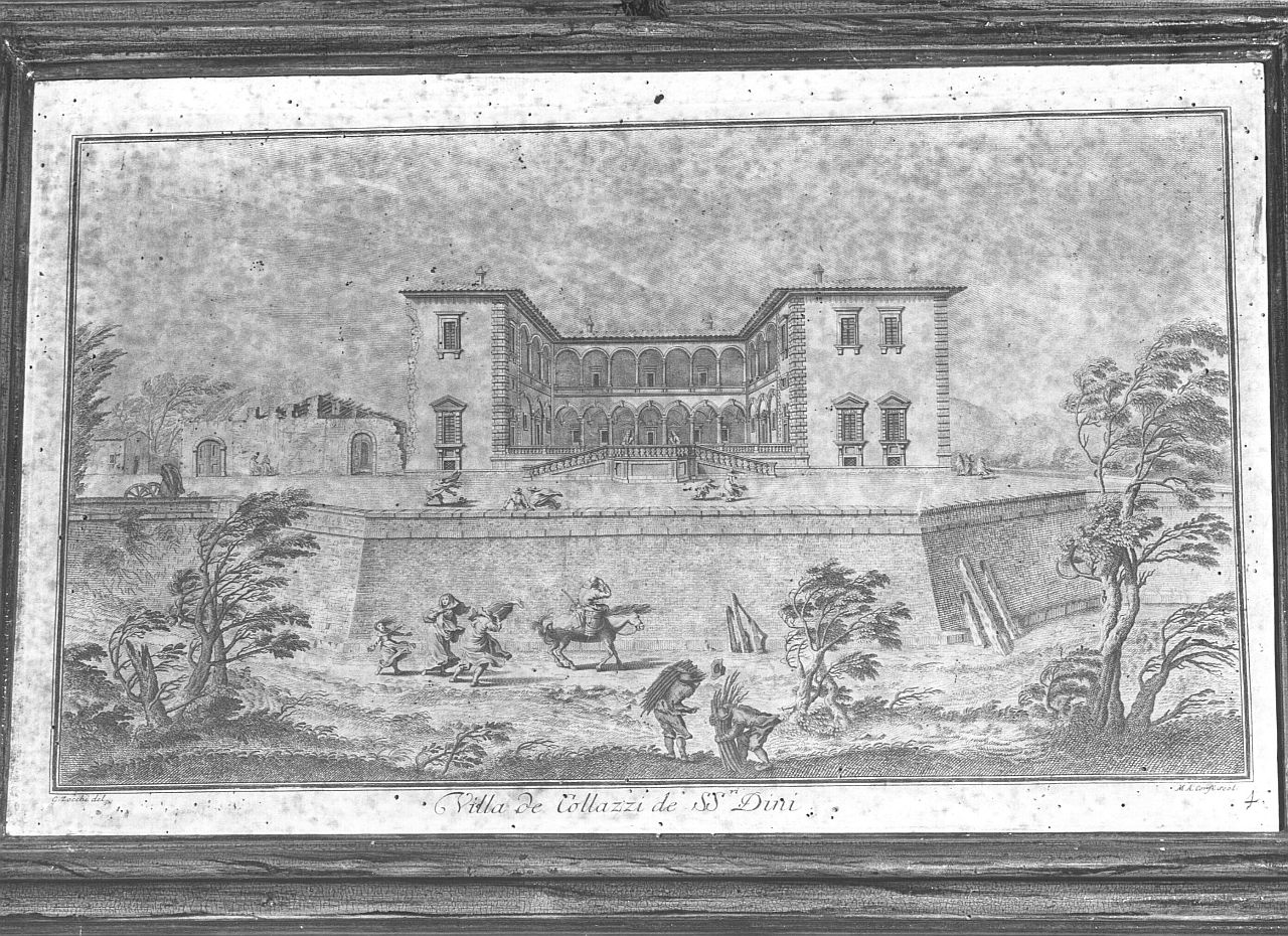 veduta della villa I Collazzi a Giogoli (stampa) di Zocchi Giuseppe, Corsi Marcantonio (sec. XVIII)