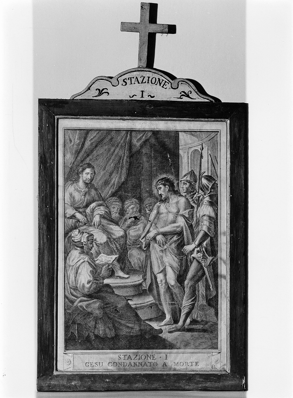 stazioni della via crucis (stampa) di Bombelli Pietro Leone, Camucini Pietro, Cecchini Francesco, Cappellani Antonio, Perini Giuseppe Sforza, Campanella Angiolo, Pozzi Francesco, Benedetti Ignazio, Reni Guido (sec. XVIII)