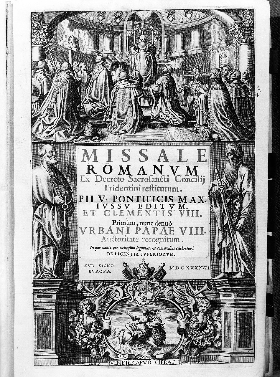 messa pontificale, San Pietro e San Paolo (stampa) di Piccini Giacomo (sec. XVII)