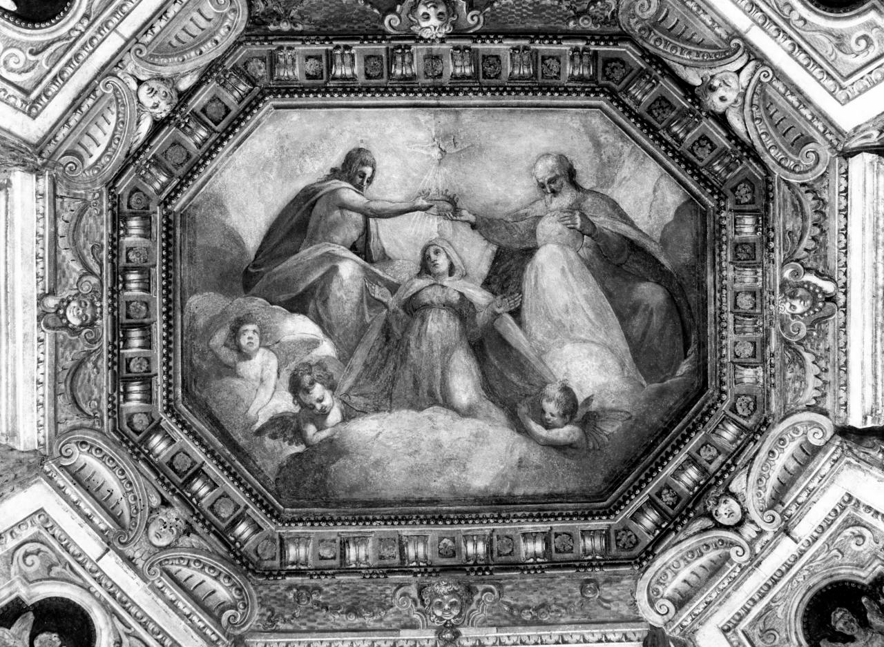 incoronazione di Maria Vergine (dipinto) di Cinganelli Michelangelo (sec. XVII)