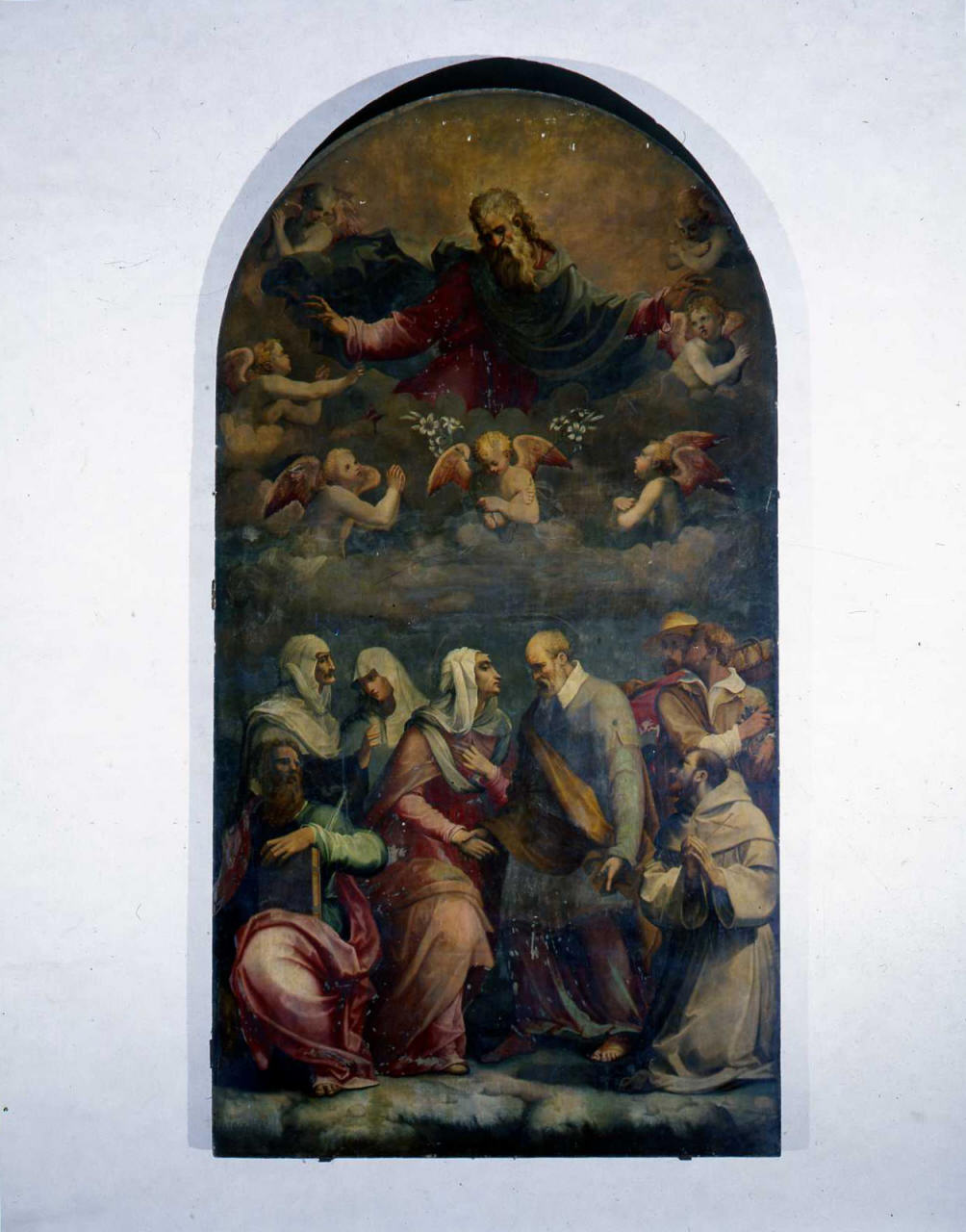 incontro di Sant'Anna e San Gioacchino alla porta aurea (dipinto) di Michele di Ridolfo del Ghirlandaio (sec. XVI)