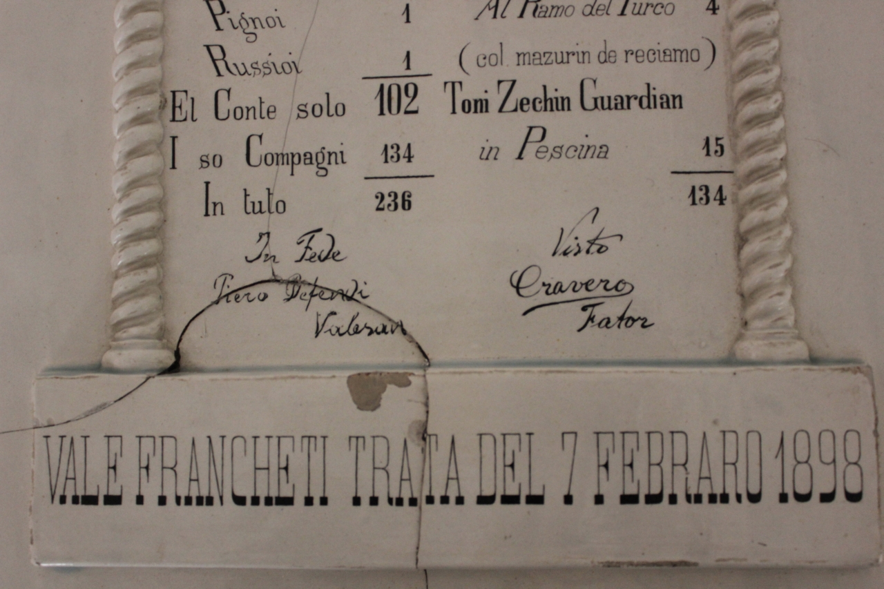 targa commemorativa, opera isolata - ambito veneto-friulano (fine sec. XIX)
