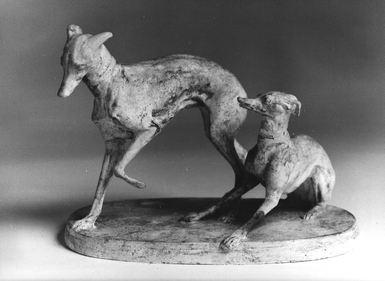 coppia di levrieri (calco, opera isolata) - produzione coreglina (fine sec. XIX)