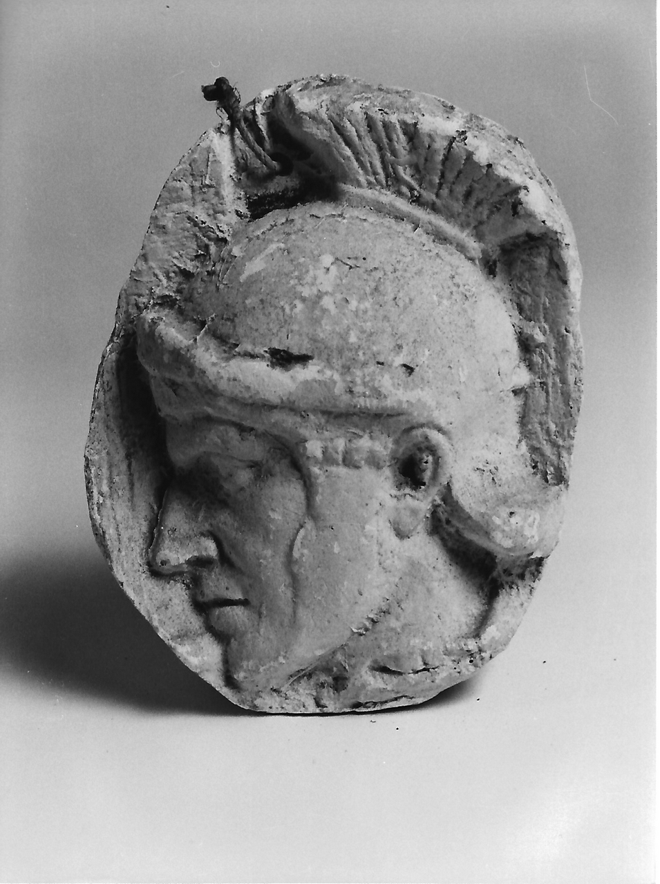 volto maschile (calco, elemento d'insieme) - Bottega tereglina (sec. XIX)