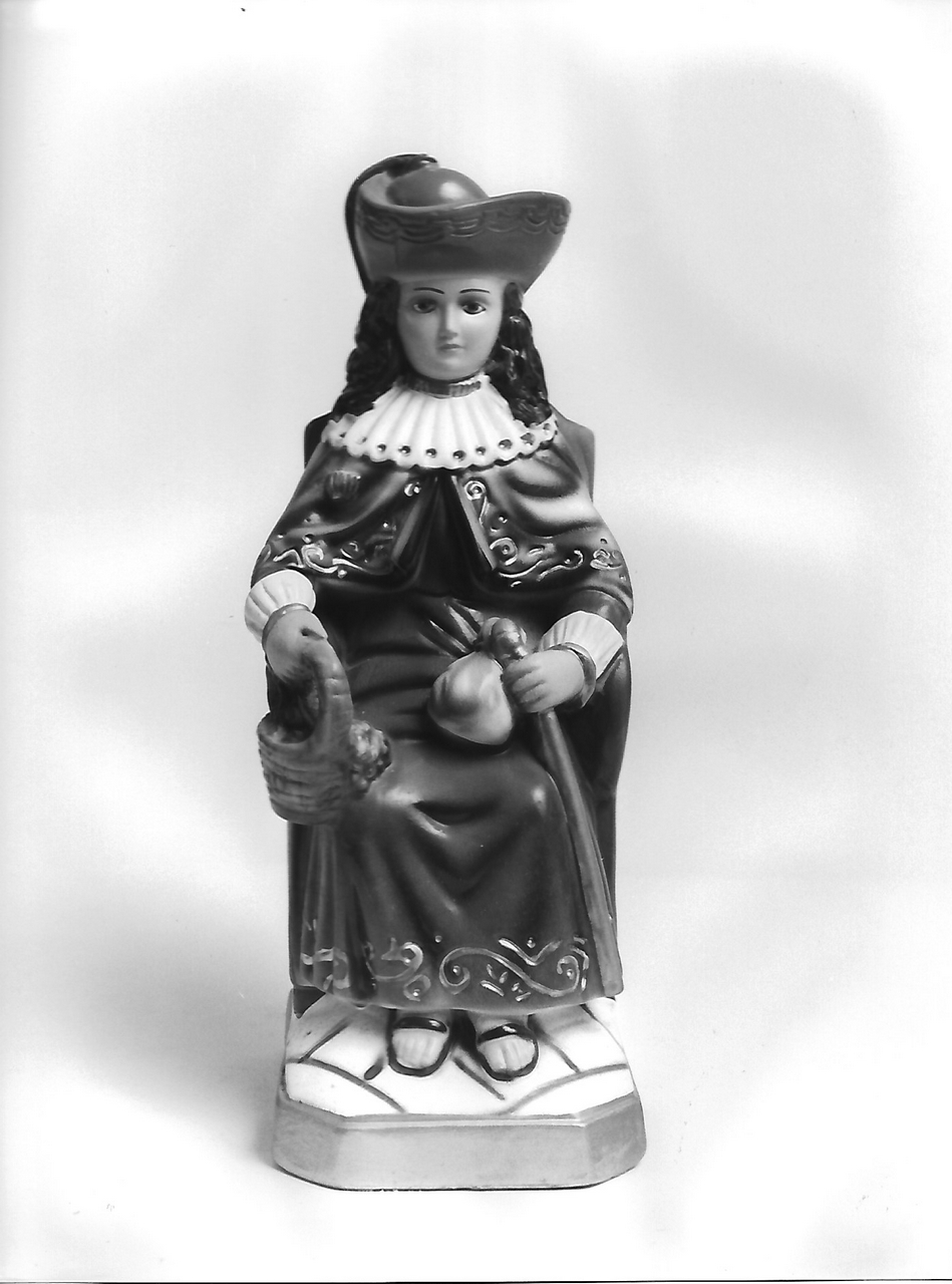 figura in costume seduta su trono (calco, opera isolata) - produzione coreglina (sec. XX)