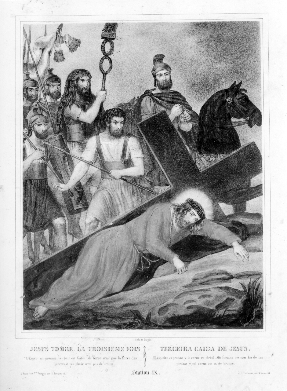 Stazione IX: Gesù cade sotto la croce la terza volta (stampa, serie) di Victor H (XIX)