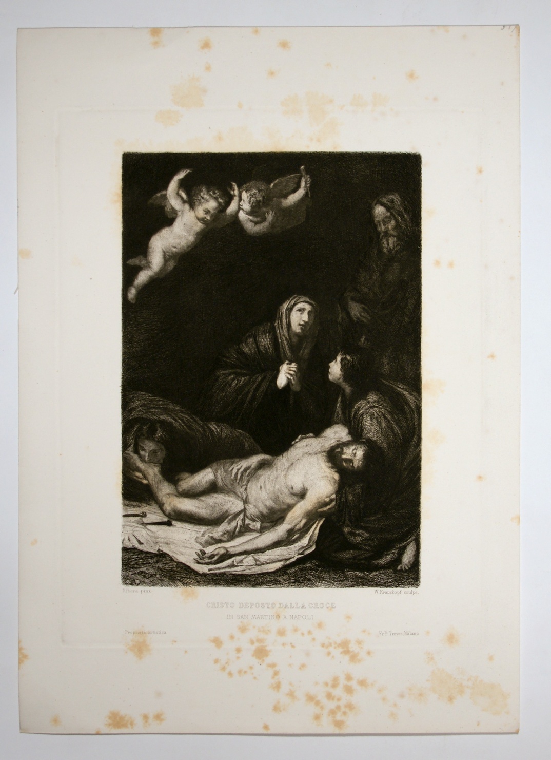 Deposizione, deposizione di Cristo dalla croce (stampa) di De Ribera Jusepe detto Spagnoletto, Krauskopf Wilhelm (sec. XIX)