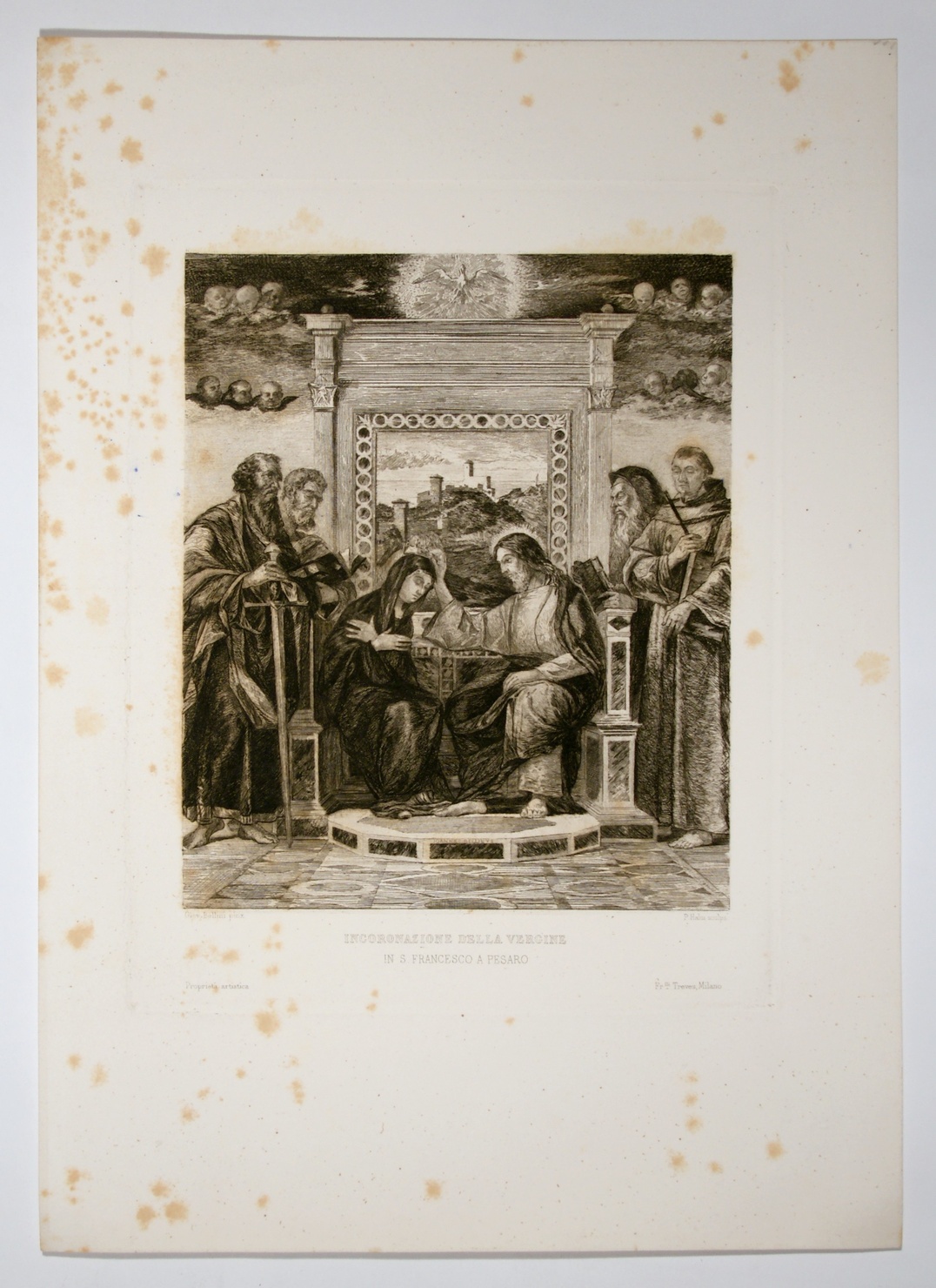 Incoronazione della Vergine, incoronazione di Maria Vergine (stampa) di Bellini Giovanni, Halm Peter Von (sec. XIX)