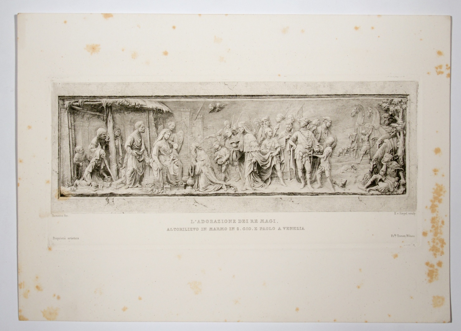 L'adorazione dei Re Magi, adorazione dei Re Magi (stampa) di Bonazza Giovanni, Siegl Karl von (sec. XIX)