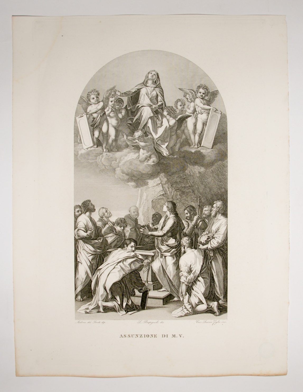 Assunzione di Maria, assunzione della Madonna (stampa, serie) di Andrea d'Agnolo detto Andrea del Sarto, Pompignoli Luigi, Lasinio Giovanni Paolo (sec. XIX)