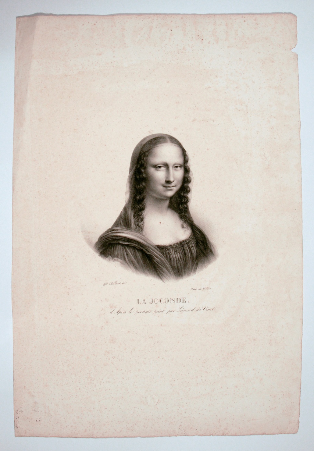 LA JOCONDE, figura femminile a mezzo busto (stampa) di Le Villain Françcois, Leonardo da Vinci, François Belliard (metà sec. XIX)